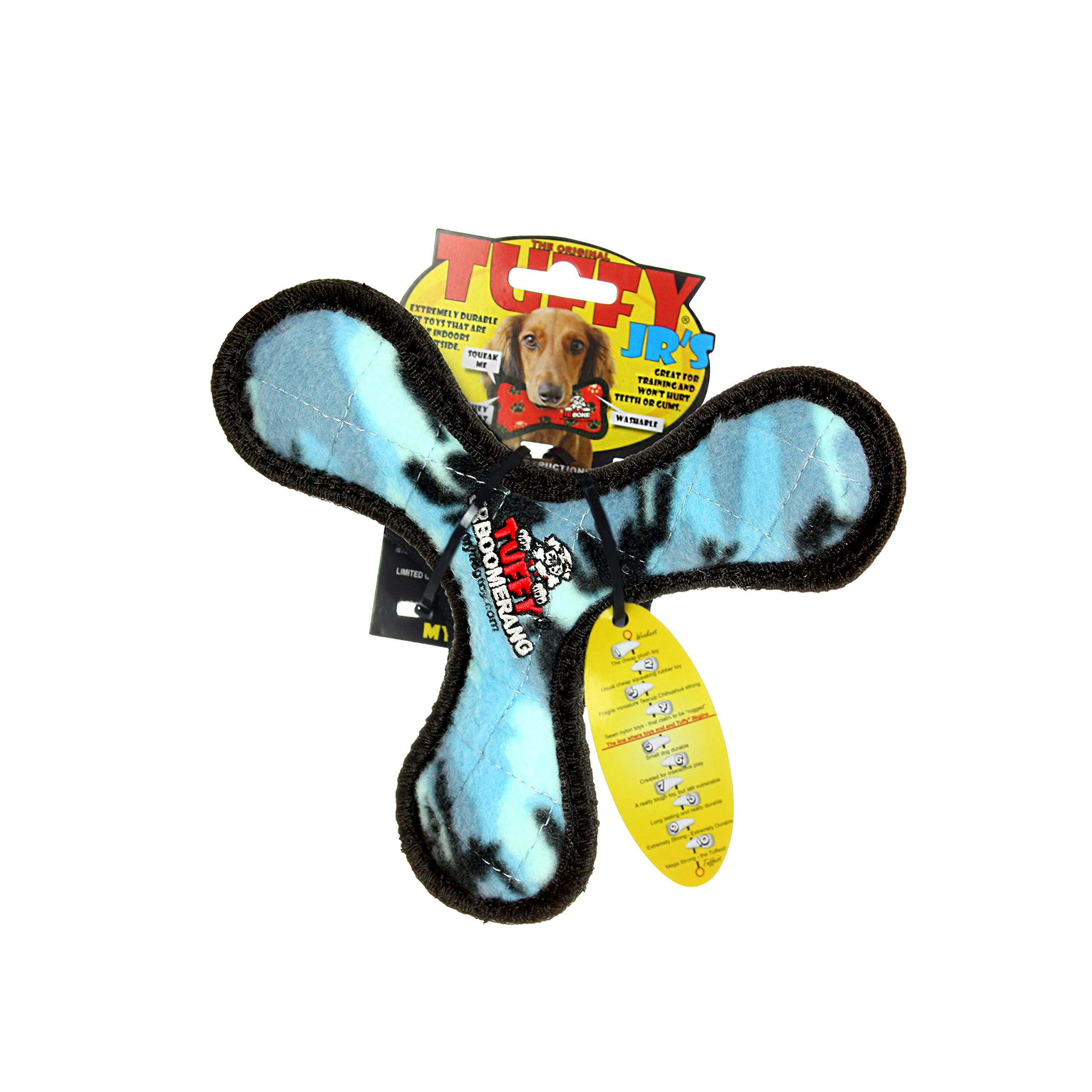 Tuffy - World'S Tuffest Soft Dog Toy -Ultimate Boomerang-Squeakers-Multiple Layers.Made Durable, Strong & Tough.Interactive Play(Tug, Toss & Fetch).Machine Washable & Floats (Junior, Camo Blue)