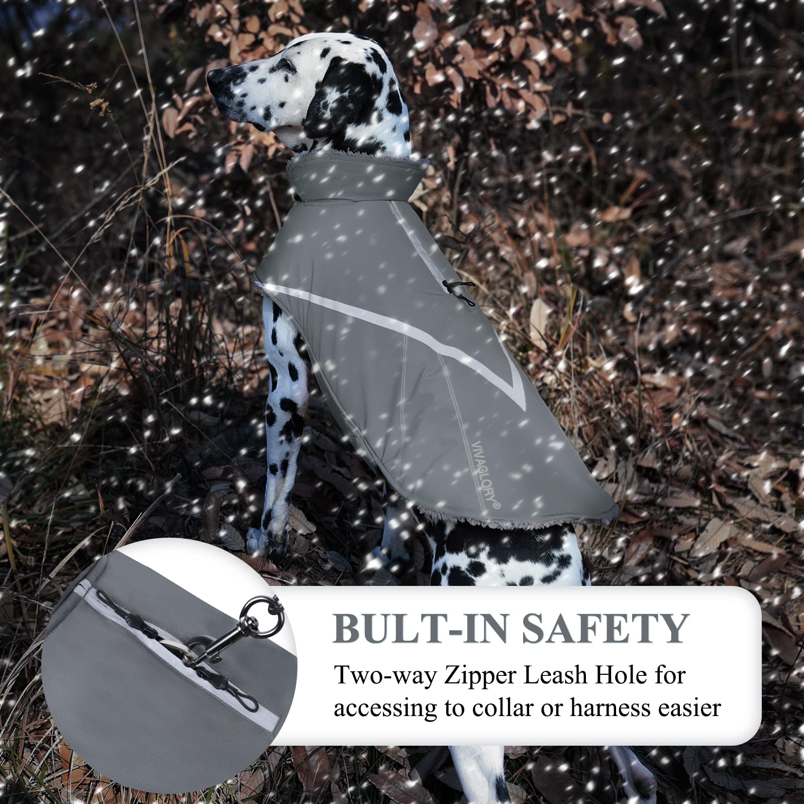 Vivaglory Dog Cold Weather Coats, Super Warm And Cozy Dog Jacket For Cold Weather, Sports Style Dog Fleece Jacket For Small Dog, Grey, Xxs