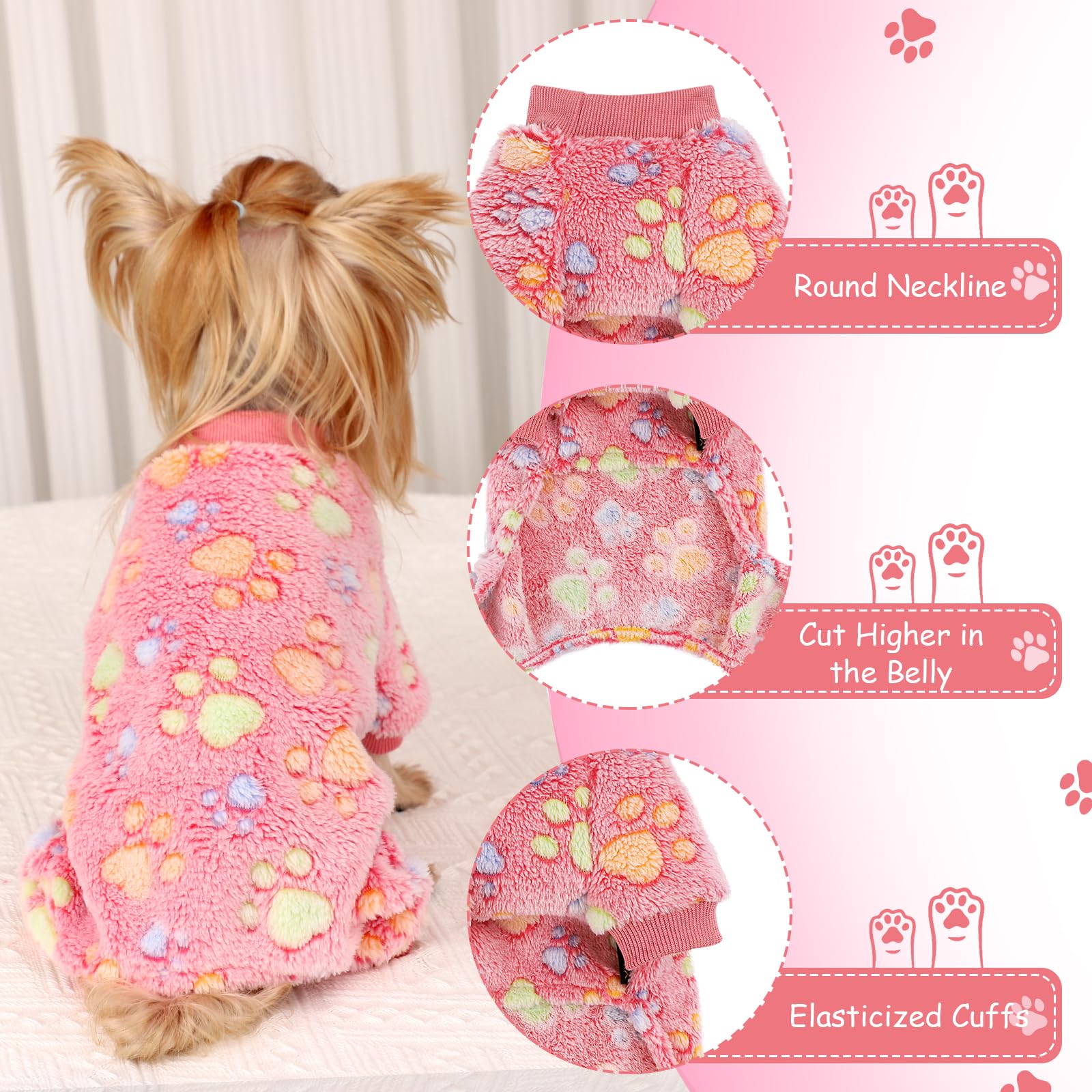 Kosiyi Dog Pajamas Valentine'S Day Dog Sweaters For Small Dogs Girl Boy, Lightweight Warm Paw Print Puppy Pajamas Soft Stretchab