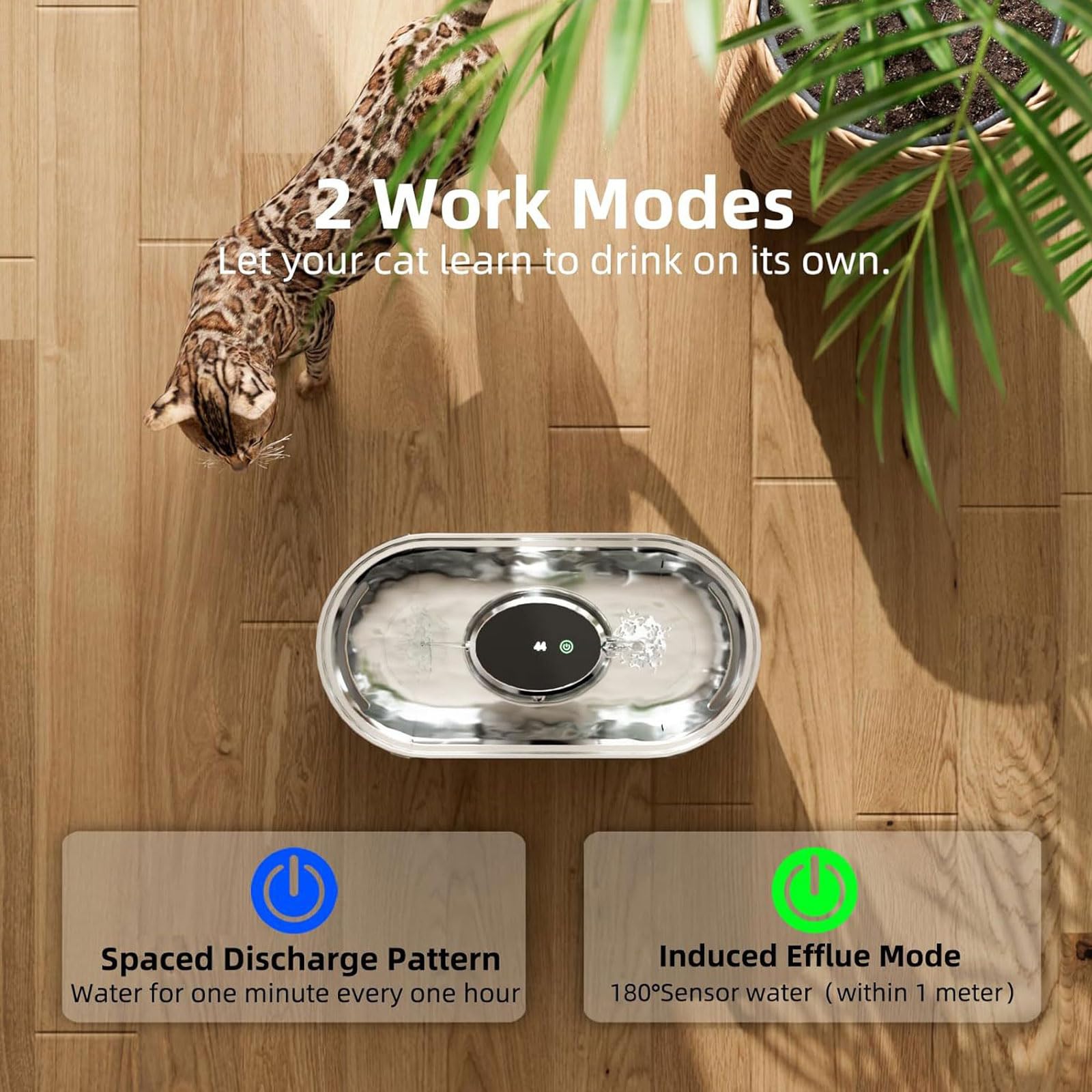 Stainless Steel Cat Water Fountain, 3L/101 Oz Automatic Pet Drinking Fountain With Adjustable Water Flow, Ultra-Silent, Wireless