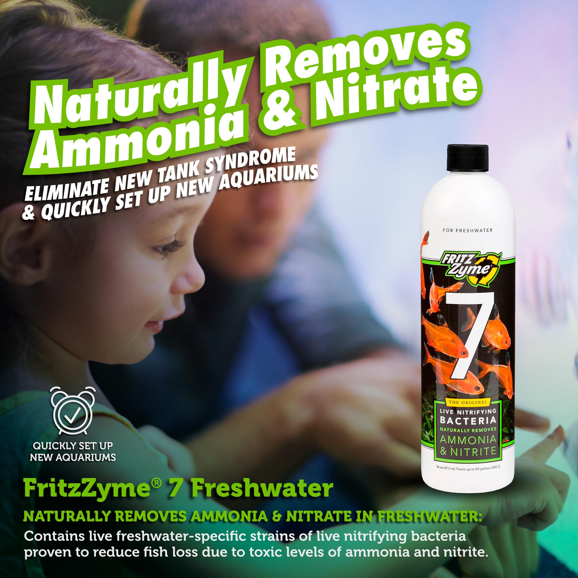 Fritz Aquatics Fritzzyme 7 Live Nitrifying Bacteria Naturally Removes Amonia & Nitrite For Freshwater Fish (16-Ounce)