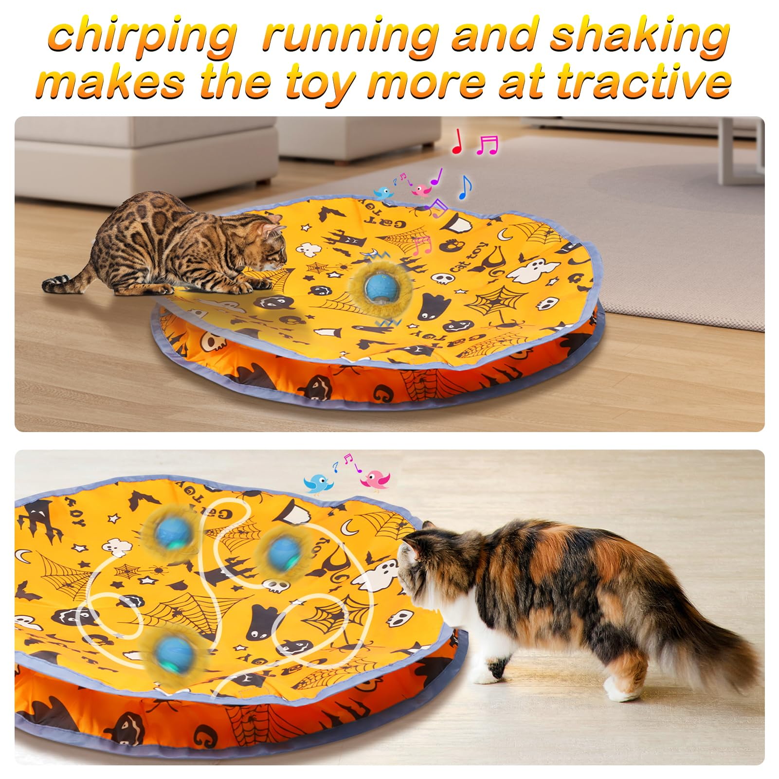 Mdupw Interactive Cat Toys Ball Rolling In The Pouch, Chirping & Motion Activated Interactive Ball Toy Begins Hide And Seek Game