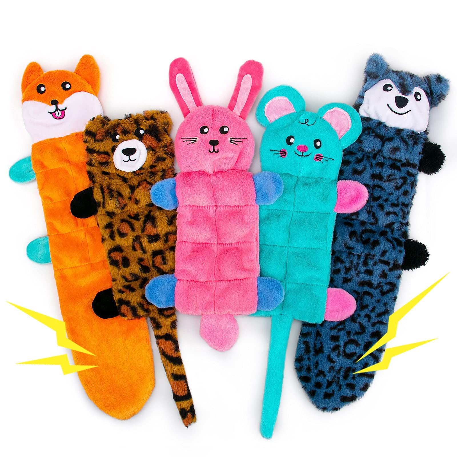 Awoof No Stuffing Dog Toy, Crinkle Squeaky Dogs Teething Chew Toys Set For Small Medium Large Breed Puppies Aggressive Chewers,D