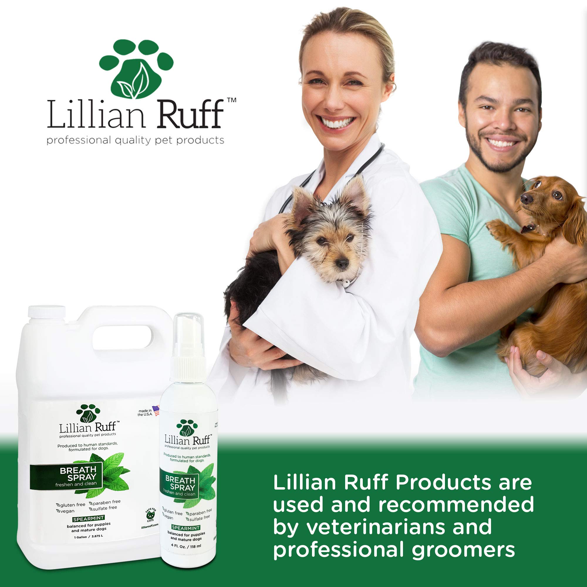 Lillian Ruff Dog Breath Freshener Dental Care Spray - Dog Oral Health Teeth Cleaning Formula Targets Bad Dog Breath, Plaque & Ta
