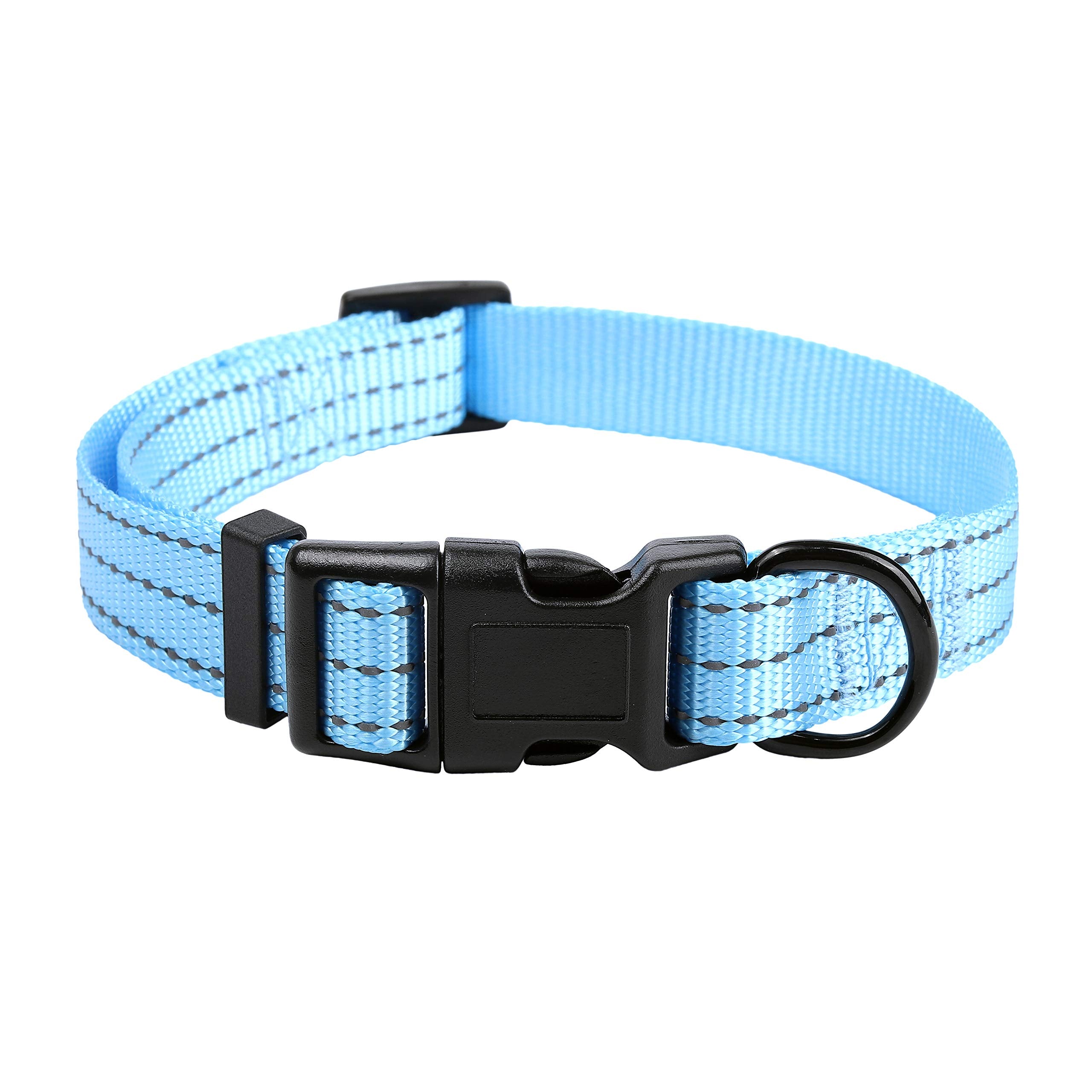 Mile High Life Dog Collar | Nylon Reflective Dog Collars | Light Weight Puppy Collars | Blue Dog Collars For Large Dogs (Solid B