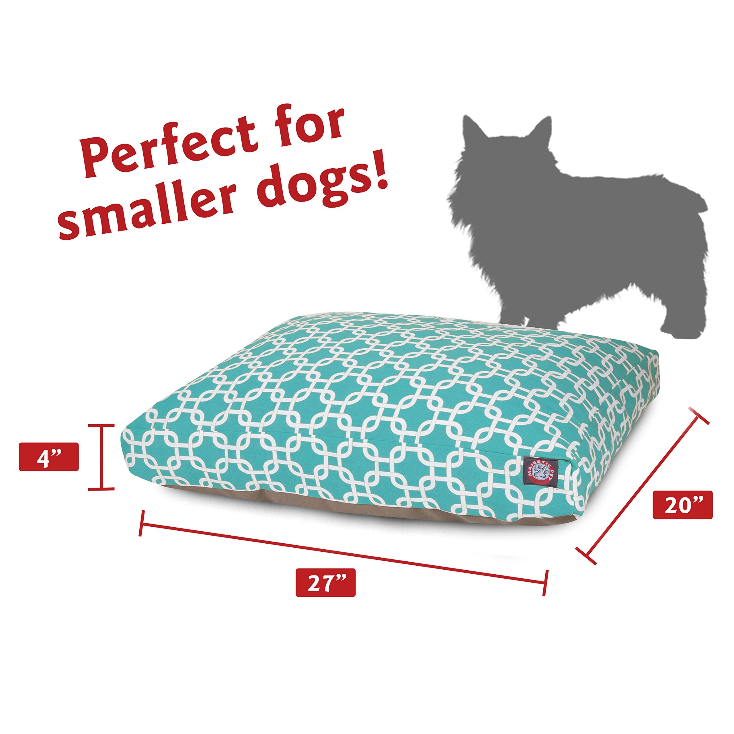 Teal Links Small Rectangle Indoor Outdoor Pet Dog Bed With Removable Washable Cover By Majestic Pet Products