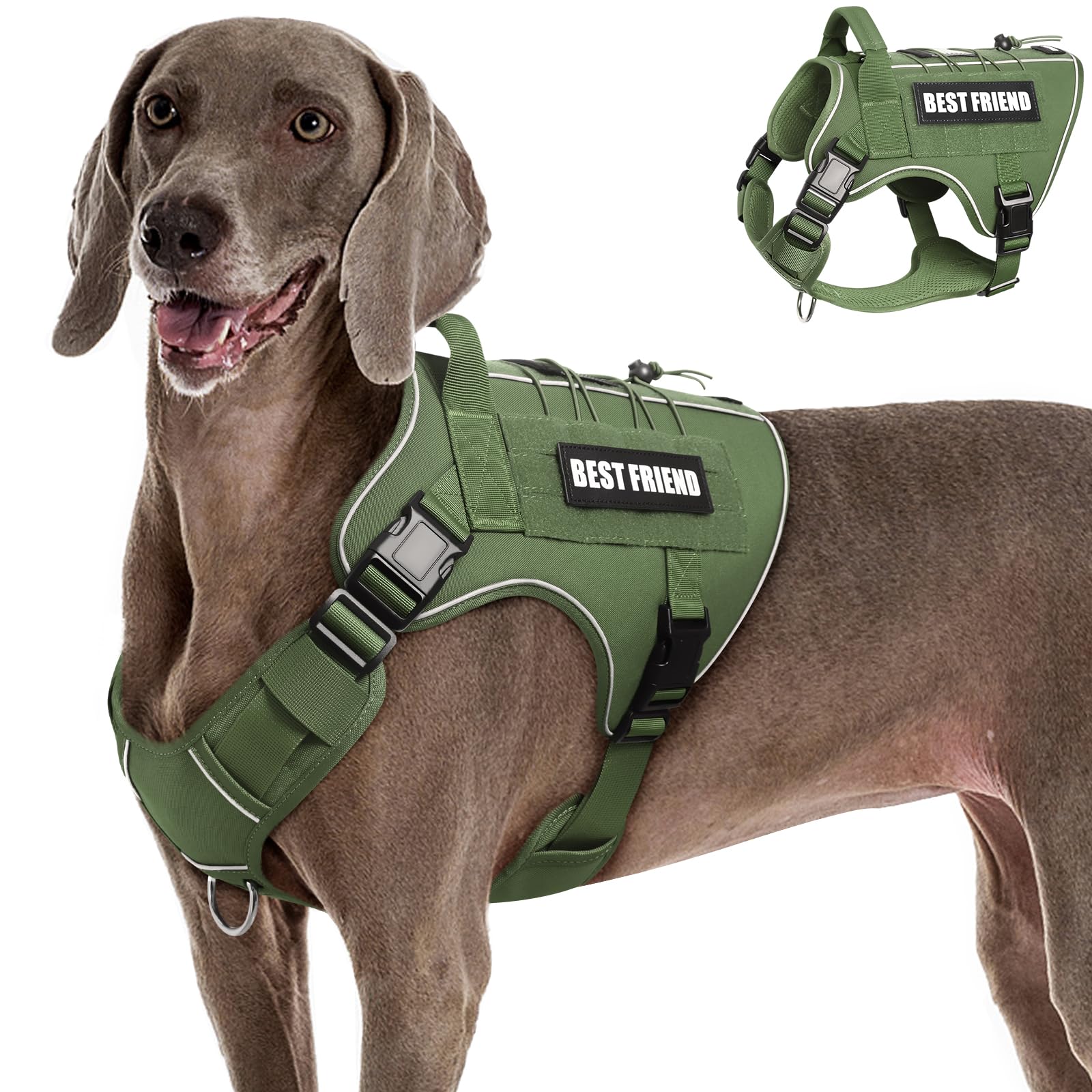 MOOGROU Tactical Dog Harness for Large Dogs,No Pull Military Dog Vest with Handle,Reflective Heavy Duty Pet Harness for K9 Worki