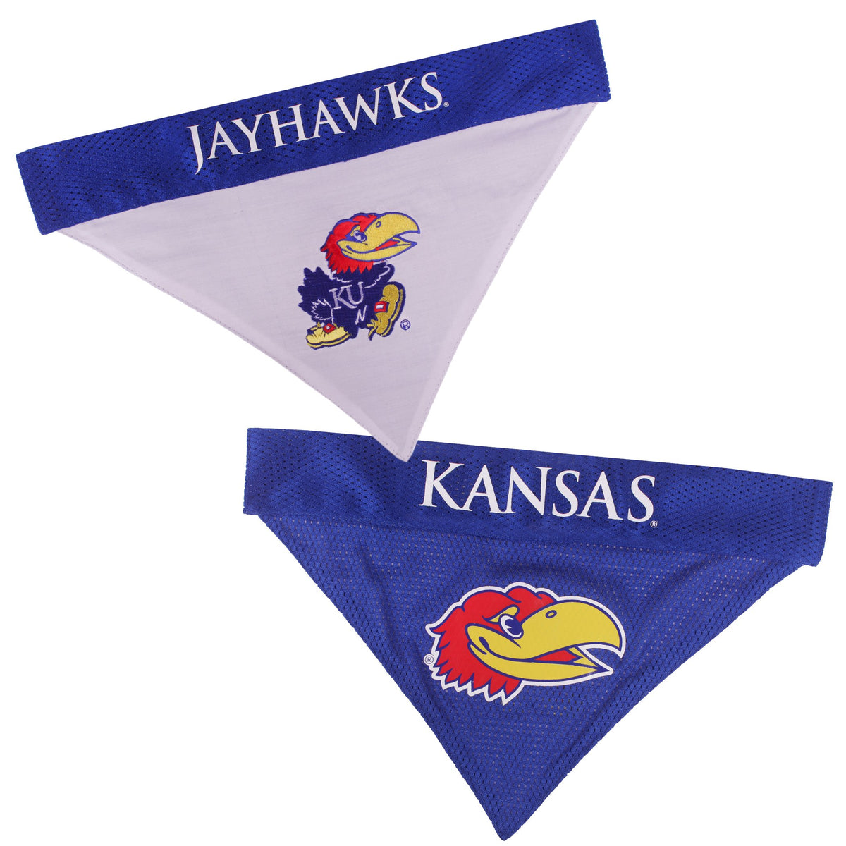 Pets First Collegiate Pet Accessories, Reversible Bandana, Kansas Jayhawks, Small/Medium