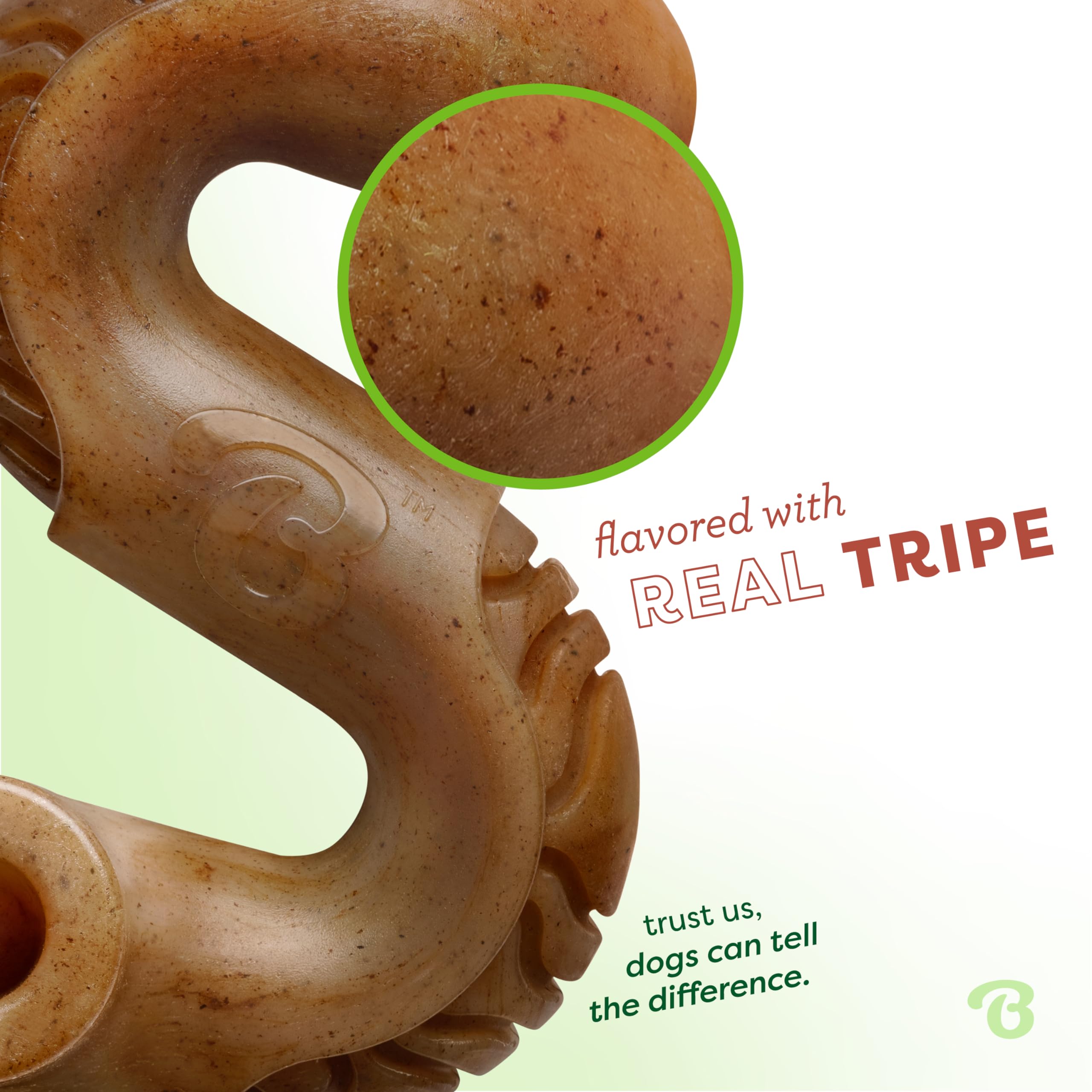 Benebone Tripe Bone Durable Dog Chew Toy For Aggressive Chewers, Real Tripe, Made In Usa, Large