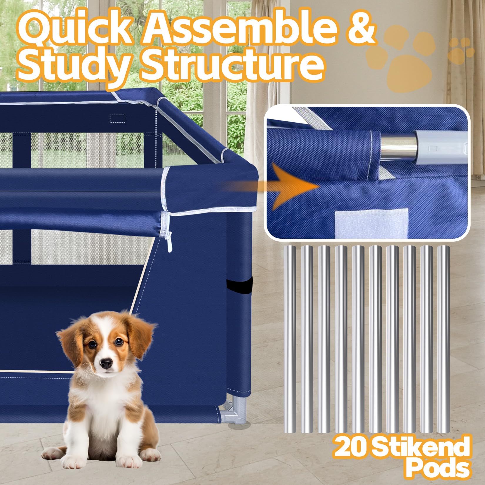 42 Inches Dog Playpens,Puppy Playpen With Gate For Puppies Or Small Dogs, Dog Fence Pet Playpen For Indoor & Outdoor