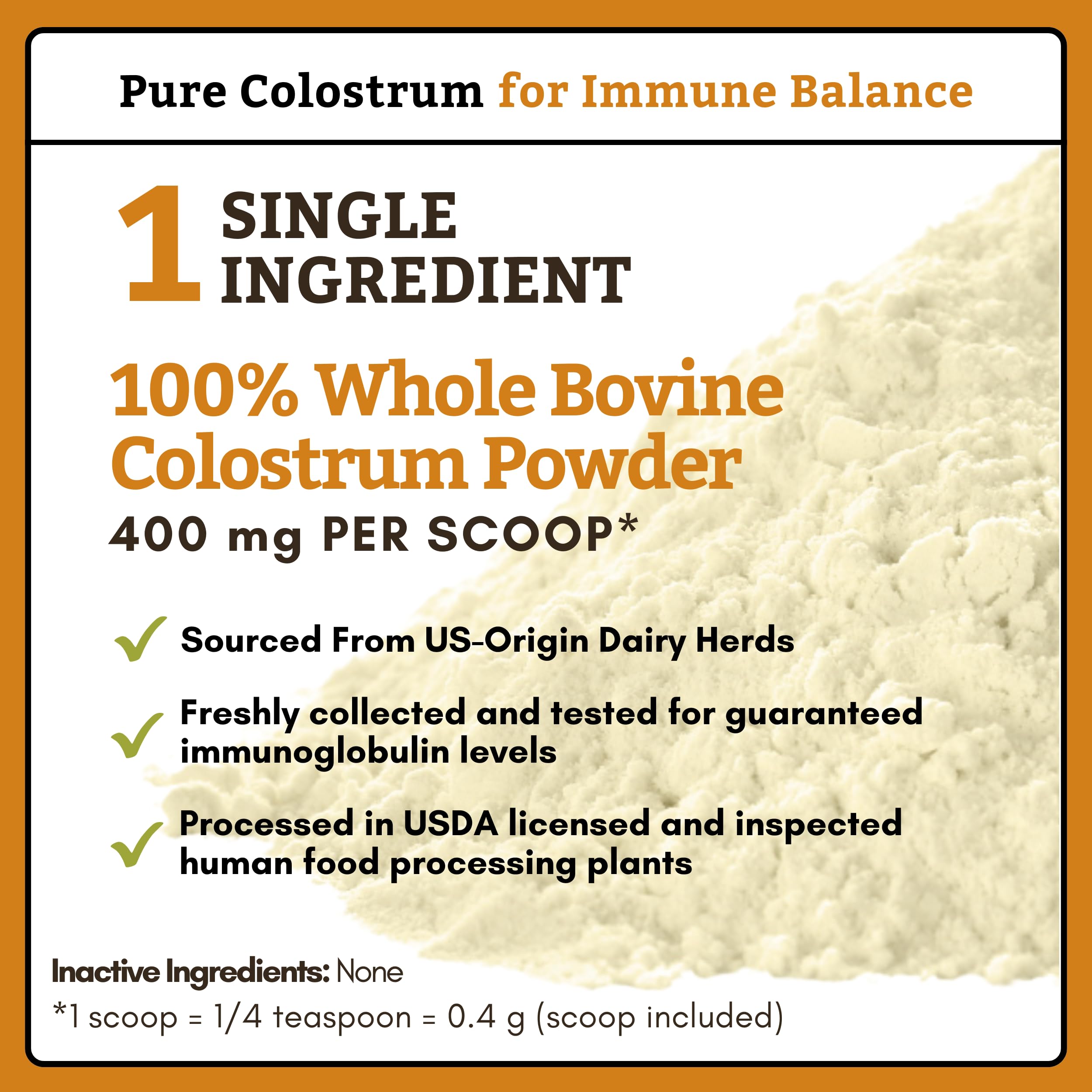 Wholistic Pet Organics Bovine Colostrum Powder for Dogs & Cats - Organic Immune Supplement, Allergy Relief, 3 oz