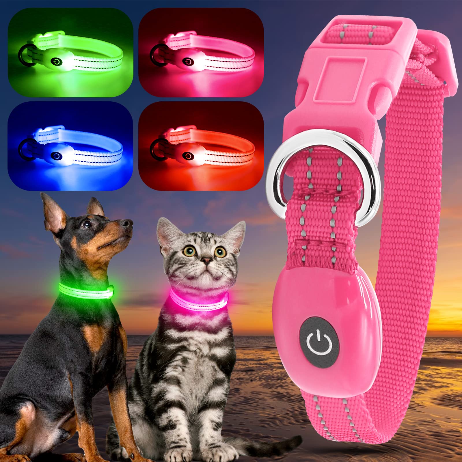 Rechargeable Puppy Led Collar, Yfbrite Led Cat Collar, Lightweight Small Dog Collar Light, Comfortable Light Up Puppy Collars, A
