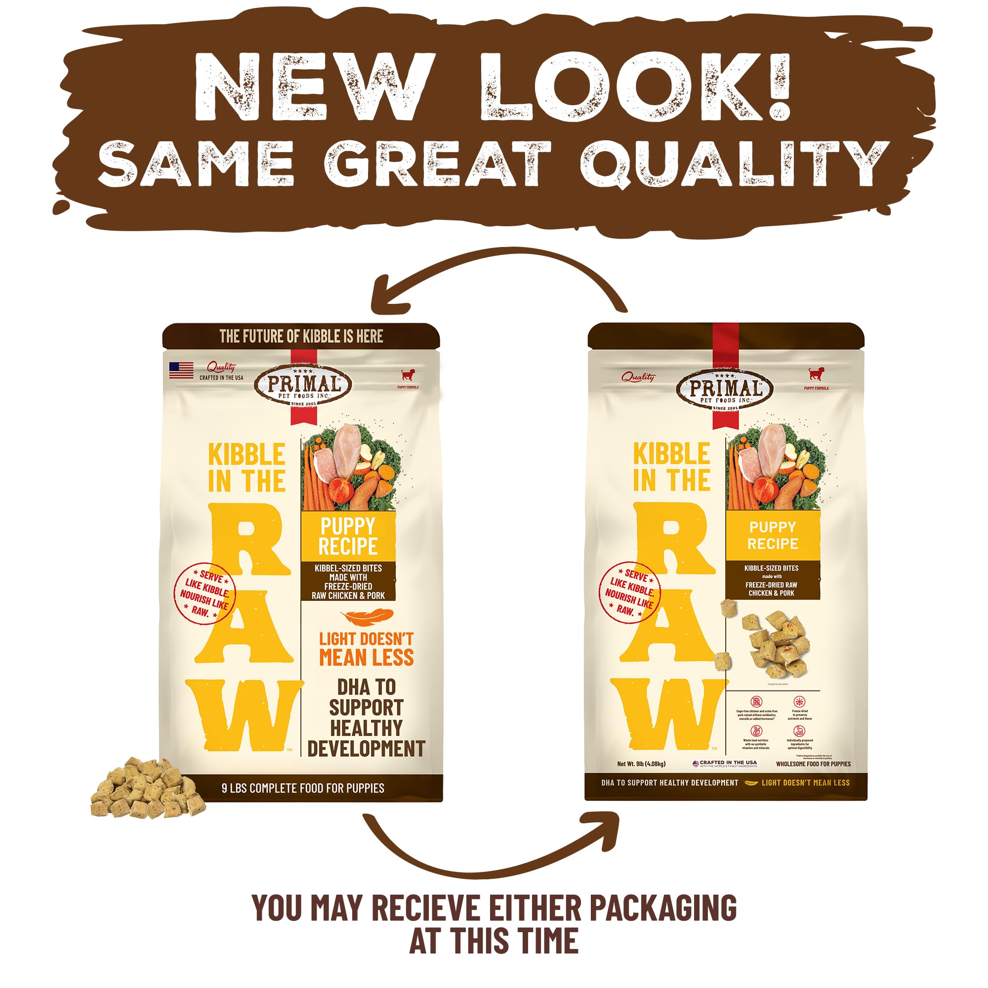 Primal Kibble in The Raw, Freeze Dried Dog Food, Puppy Recipe, Scoop & Serve, Made with Raw Protein, Whole Ingredient Nutrition,