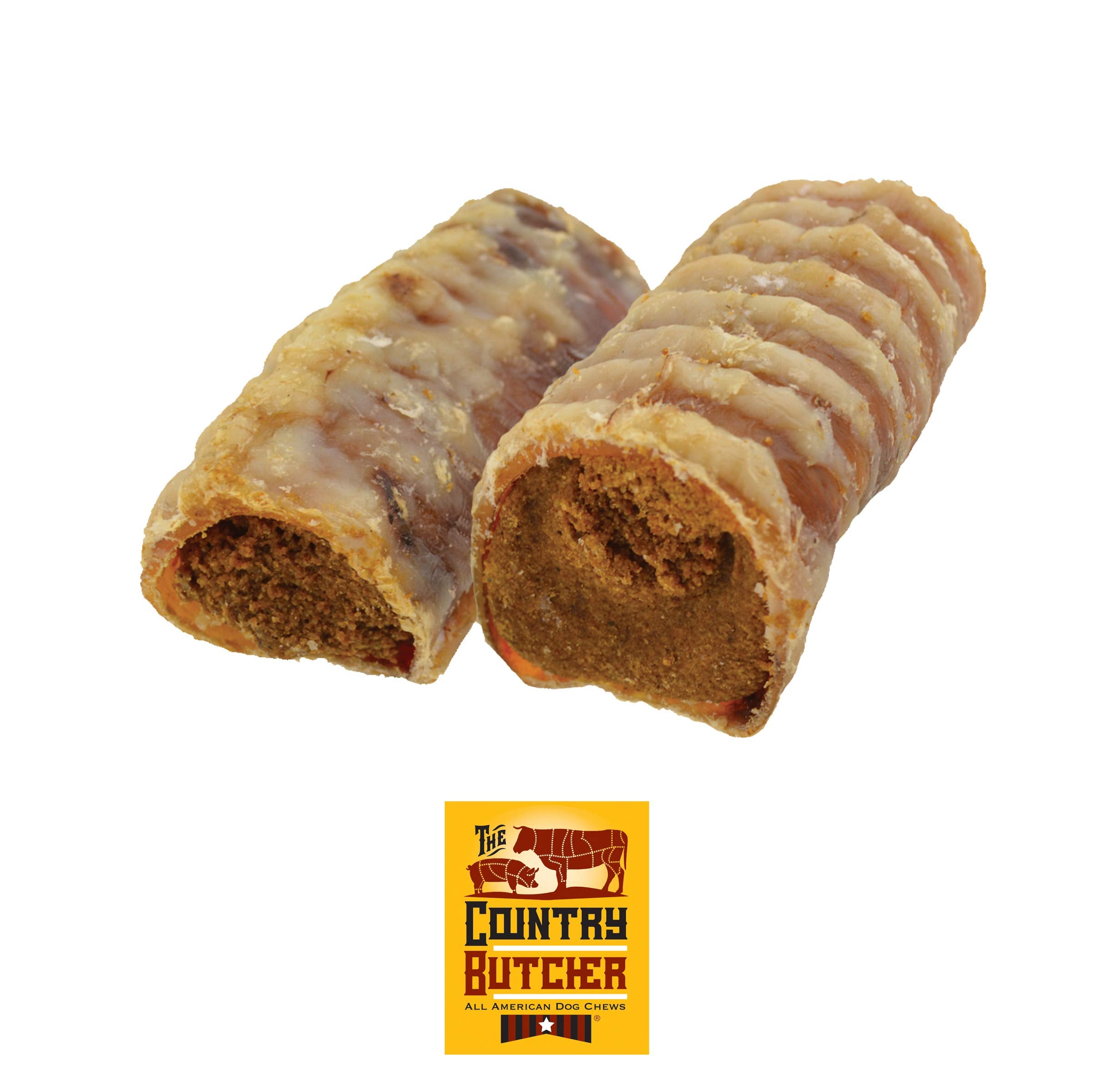 THE COUNTRY BUTCHER Filled Beef Trachea Dog Treats, Glucosamine and Chondroitin for Joint Health, Natural, Made in The USA, Vari