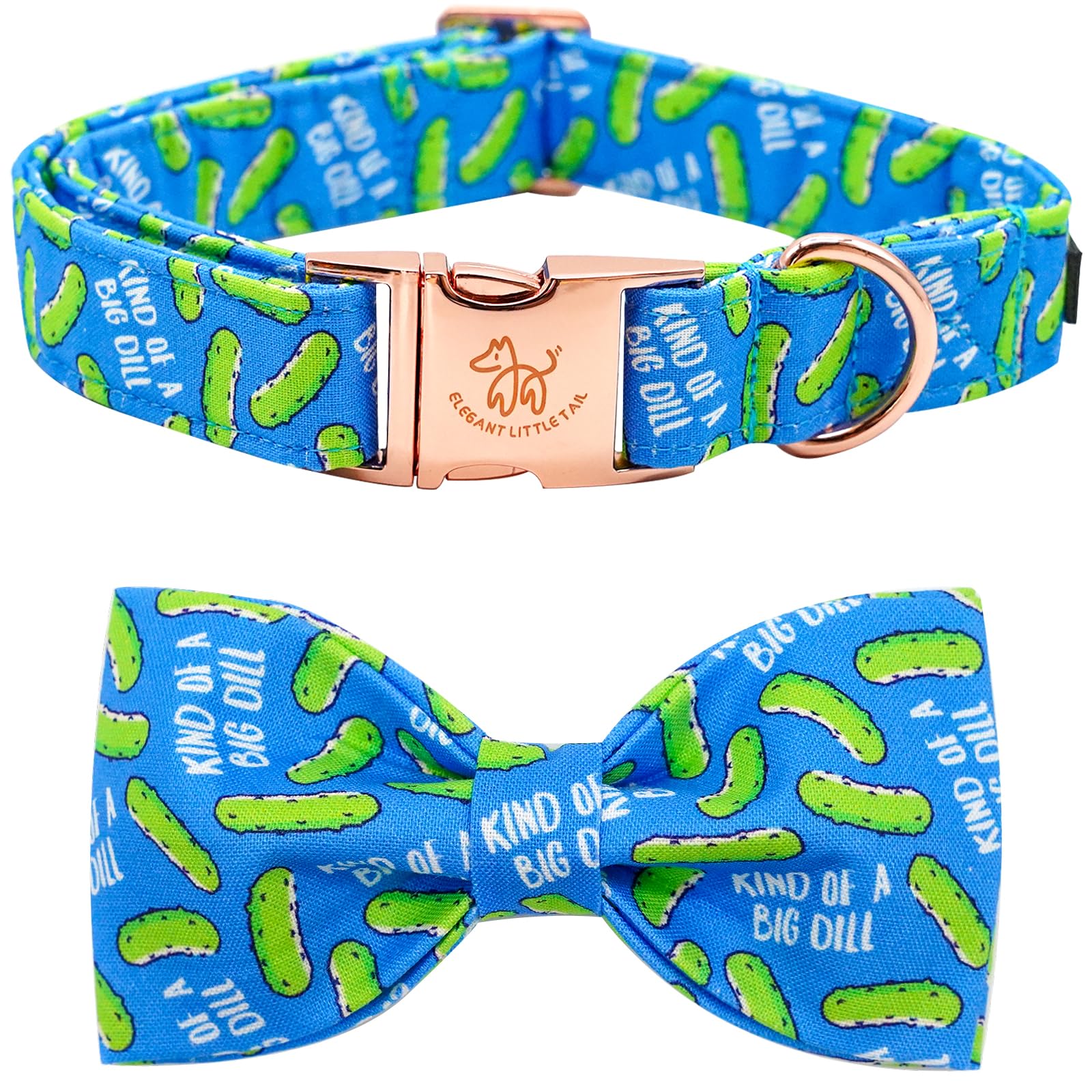 Elegant little tail Dog Collar, Dog Collar with Bow tie, Dill Pickles Print Dog Collar Pet Collar Boy Cute Bowtie Collar Dog for