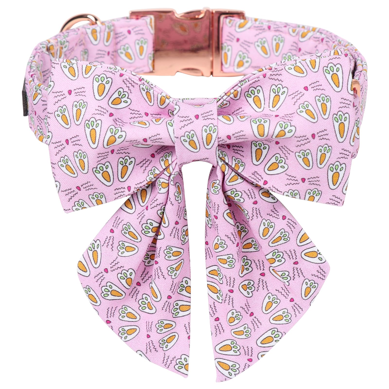 Maca Bates Easter Day Dog Collar With Bow Bowtie Bunny Paws Dogs Sailor Bow Tie Collars Breakaway Soft Cute Adjustable Pink Eggs