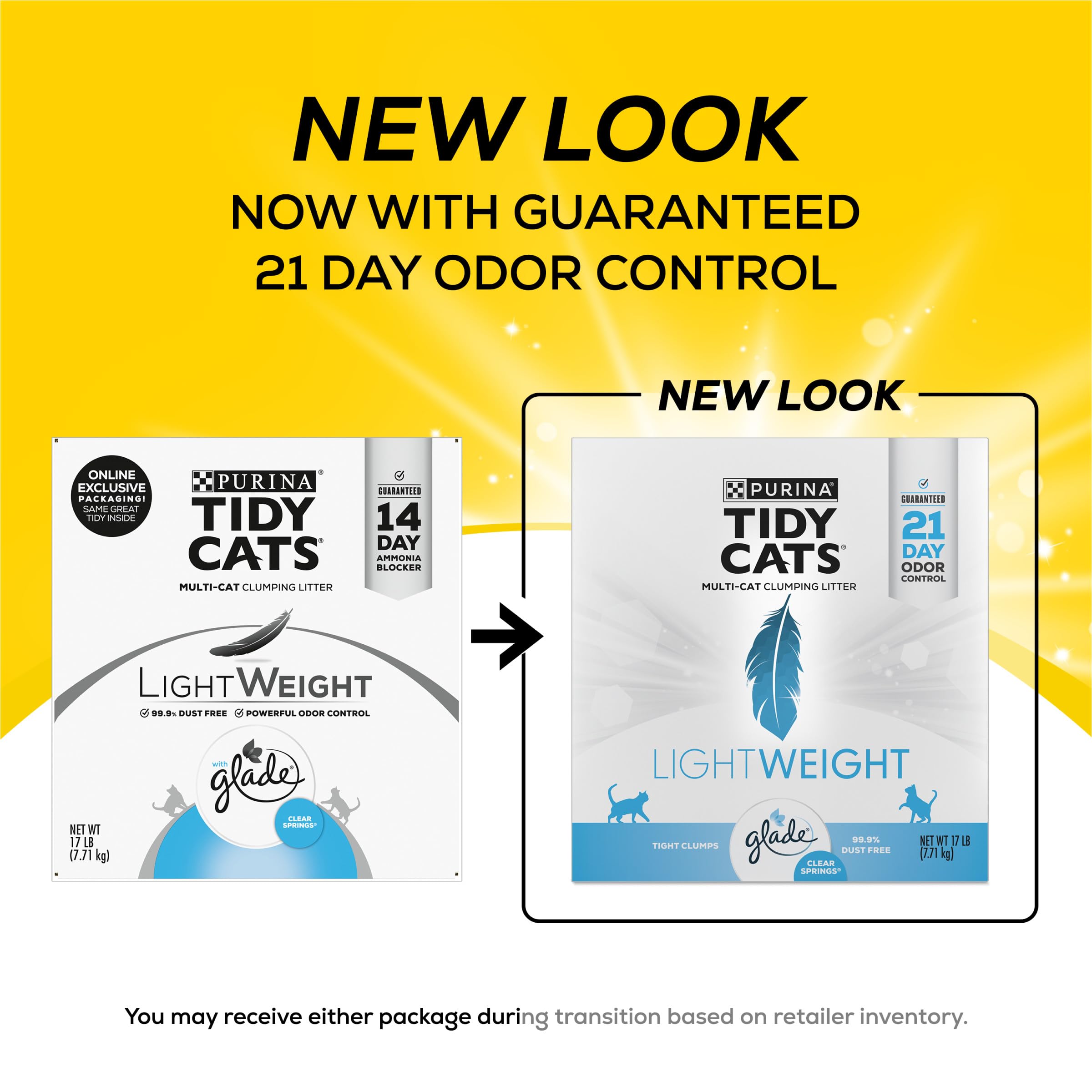 Purina Tidy Cats Low Dust, Multi Cat, Clumping Cat Litter Odor Control Formula, Lightweight Glade Clear Springs - 17 Lb. Box