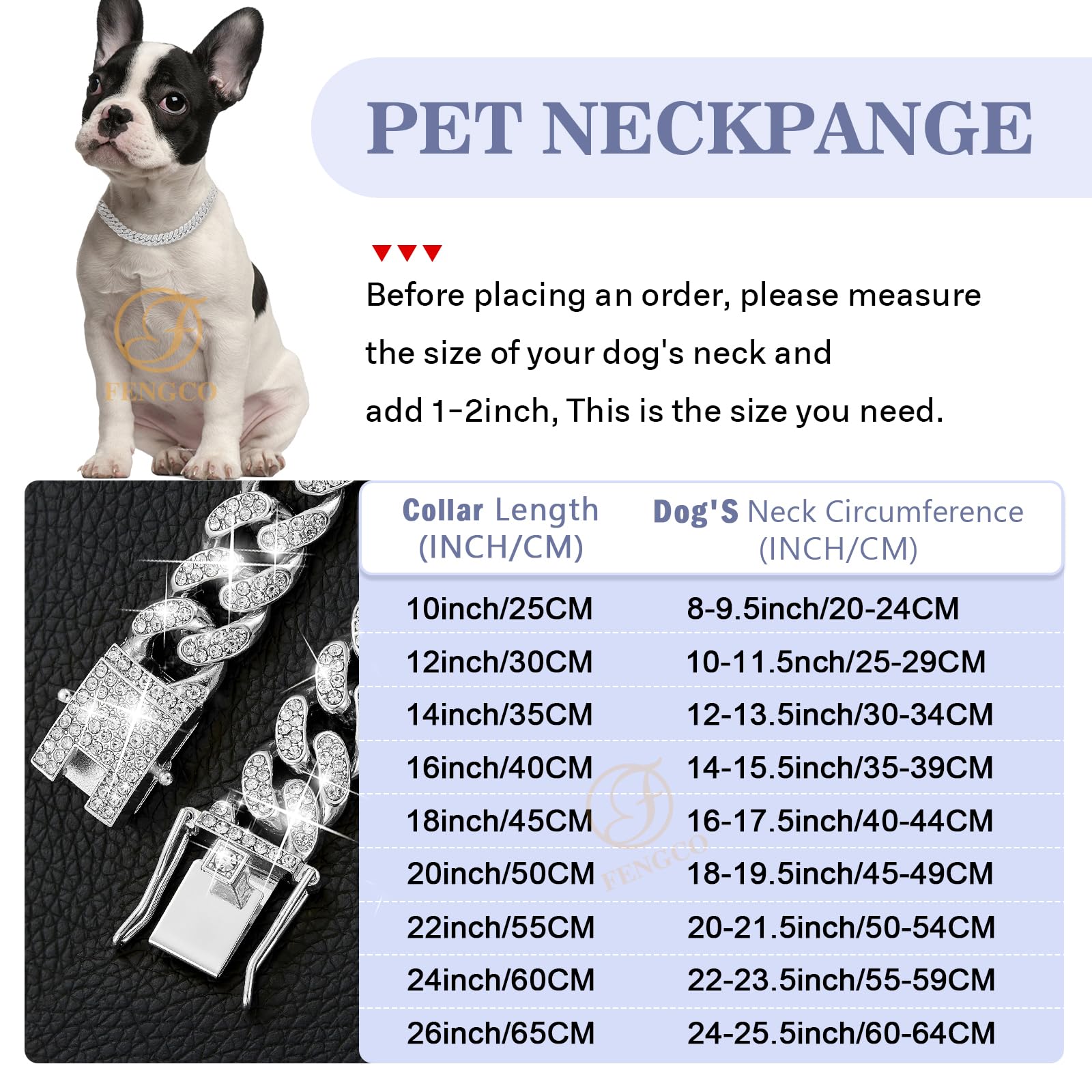 Fengco Silver Dog Chain Collar Diamond Cuban Link 13Mm Wide Dog Necklace Metal Cat Chain Pet Crystal Collar Jewelry Accessories