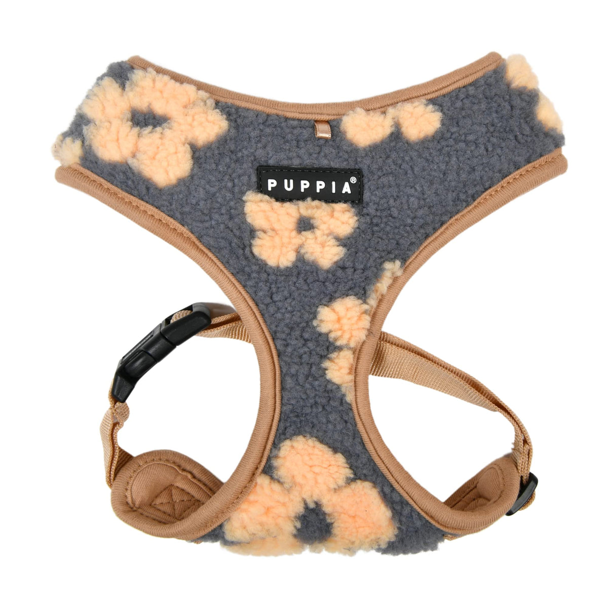 Puppia Ren Dog Harness Over-The-Head Warm Winter Flower Pattern Adjustable Chest For Small And Medium Dog, Beige, Medium