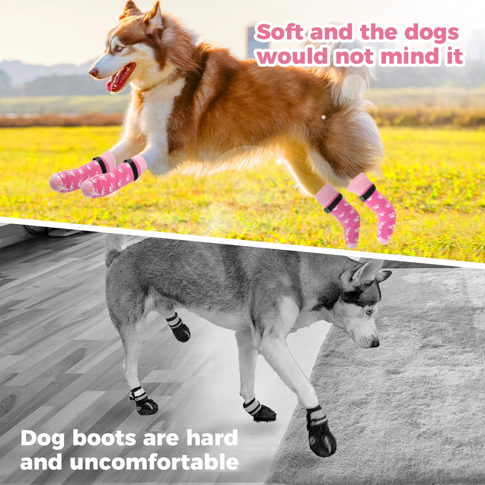 Non-Slip Dog Socks Prevent Licking Paws,Socks For Senior Dogs Walk On Hardwood Floor,Dog Grippers With Strong Traction,Dog Essen