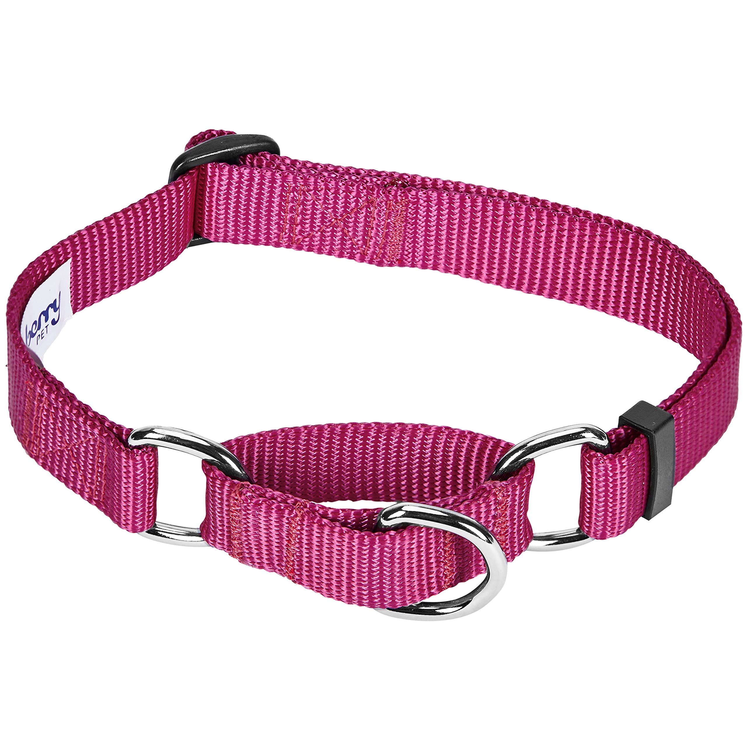 Blueberry Pet Essentials Martingale Safety Training Dog Collar, Very Berry, Small, Heavy Duty Nylon Adjustable Collars For Dogs