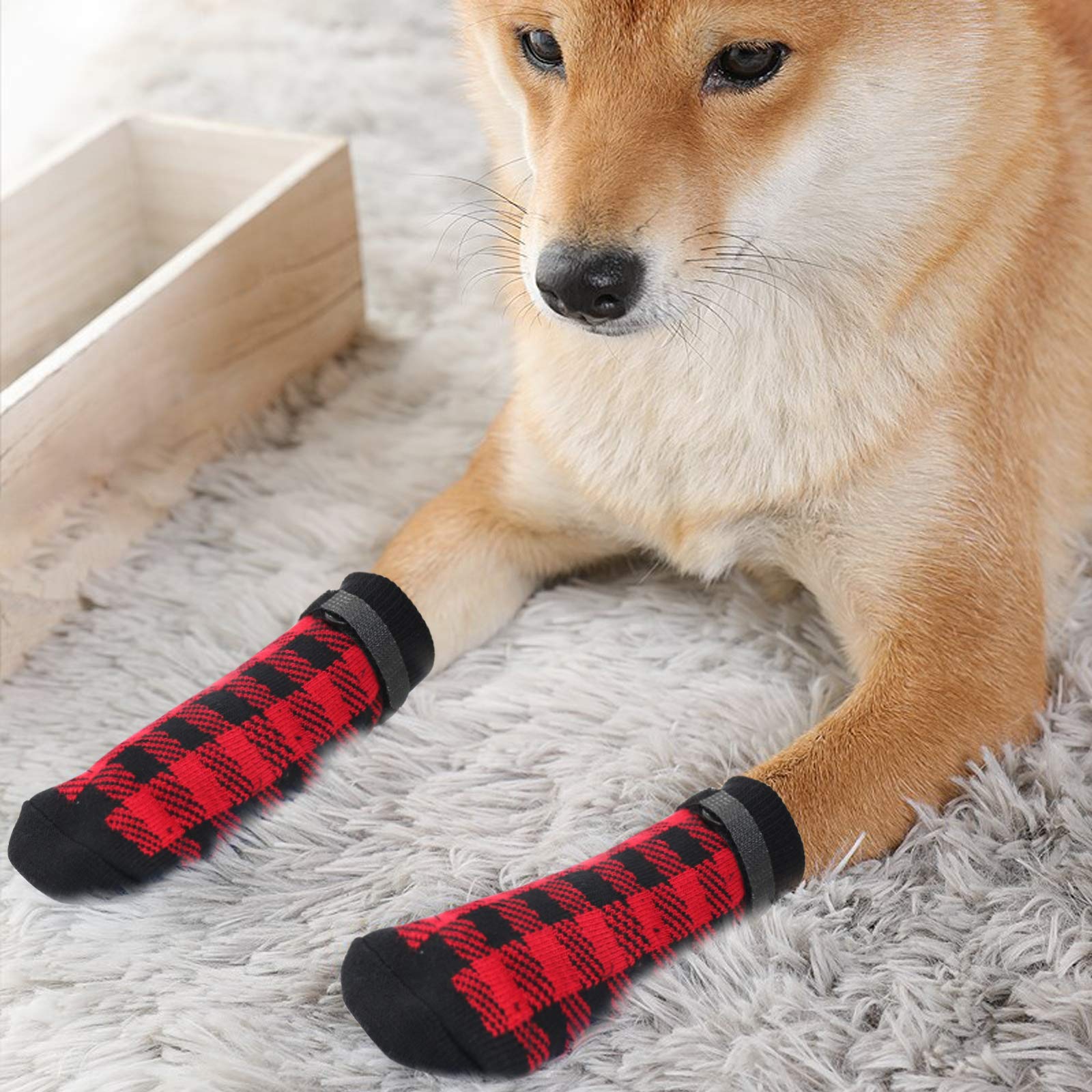 Hylyun Anti Slip Dog Socks 3 Pairs - Dog Grip Socks With Straps Traction Control For Indoor On Hardwood Floor Wear, Pet Paw Protector For Small Medium Large Dogs M
