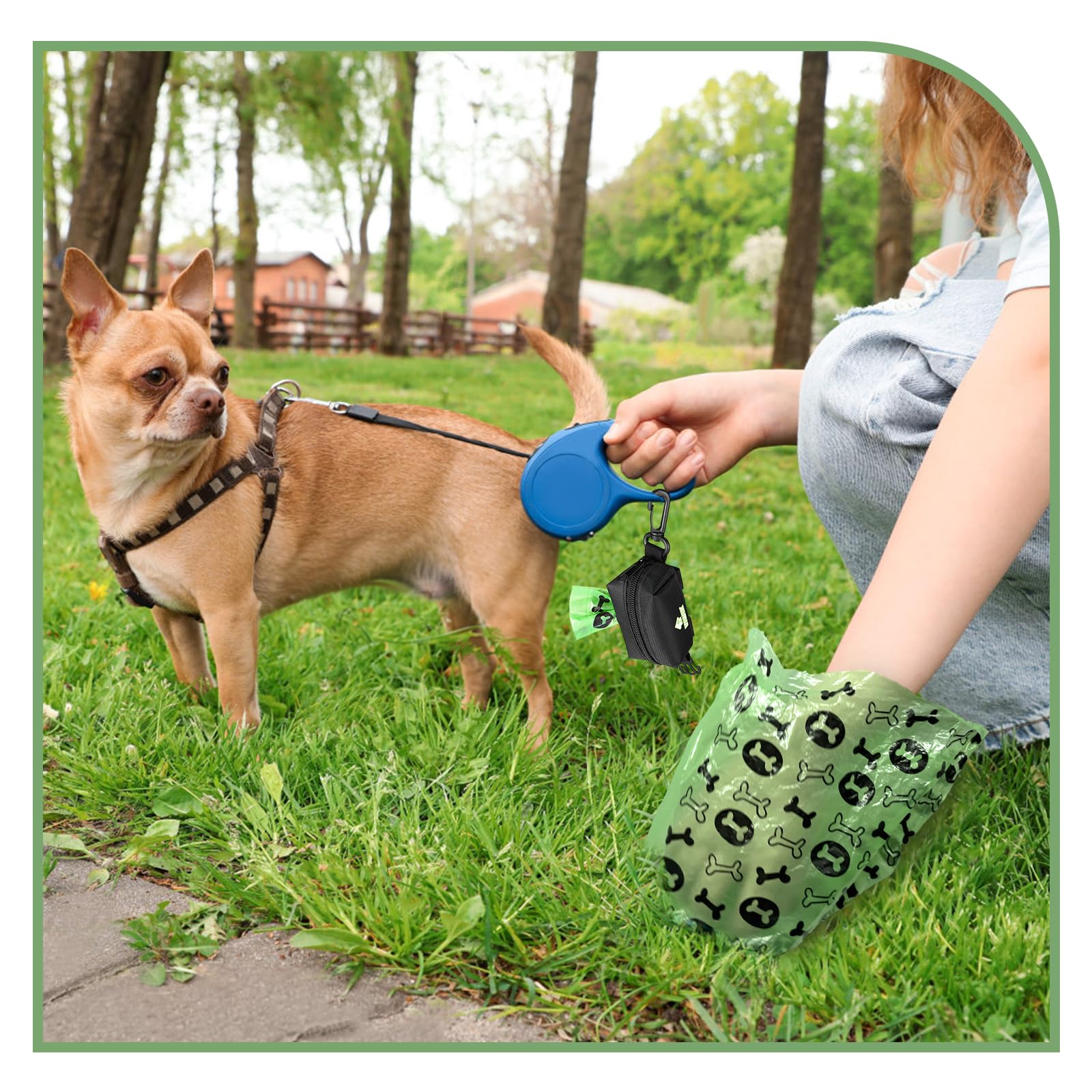 Viwik Dog Poop Bag Holder For Leash, Waste Bag Dispenser With Pet Trash Bags And Carabiner Clip, Soft Portable Doggie Poop Bag D