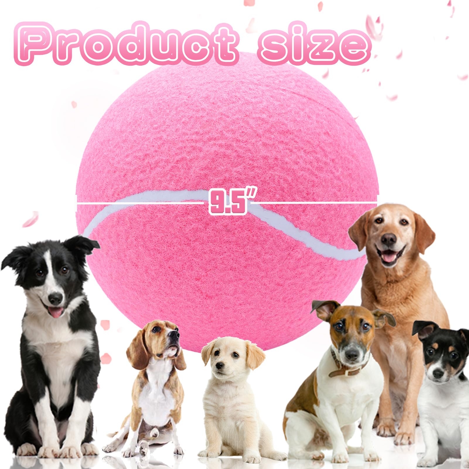 Large Dog Tennis Ball,9.5'' Giant Doy Sport Ball Toy,Pet Birthday Present Interactive Dog Toys for Small Medium Large Dog (Pink)