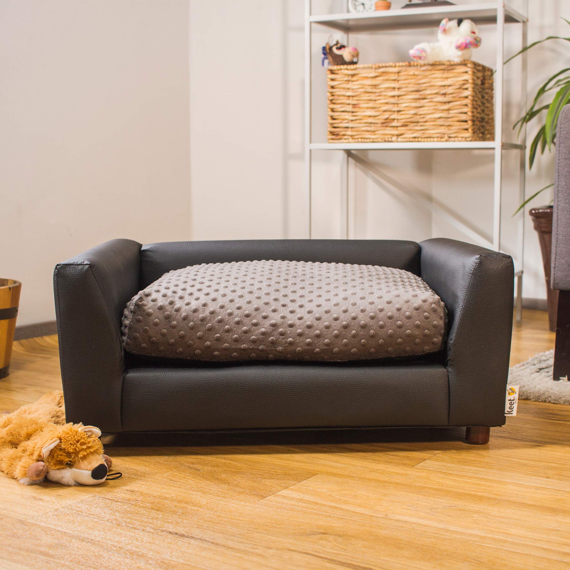 Keet Fluffy Deluxe Pet Bed, Charcoal, Medium