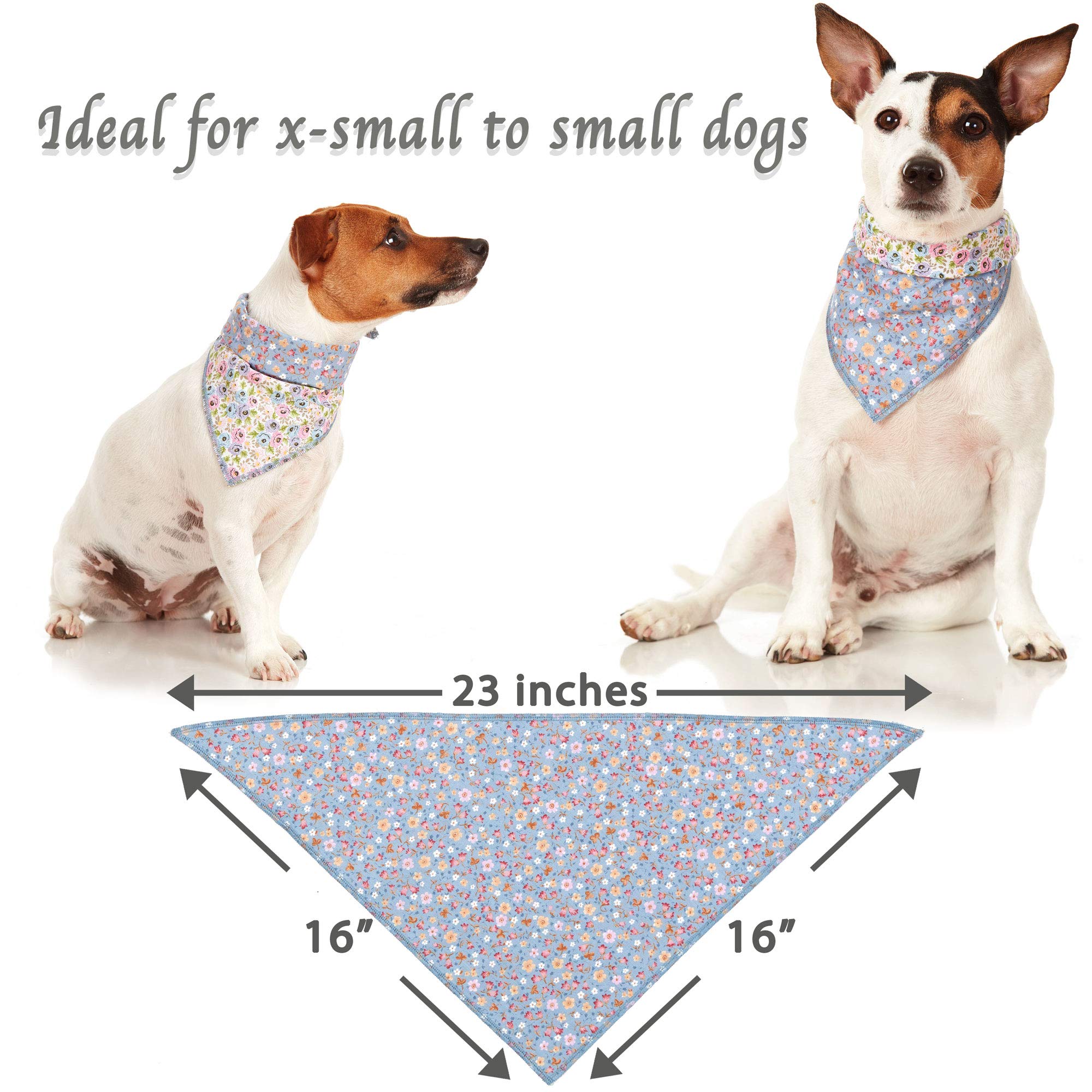 Odi Style Dog Bandana - Reversible Purple Floral Dog Bandana For Small Sized Dog, Cotton Puppy, Cat Bandanas, Handkerchiefs, Scarfs, Accessories For Small Dogs, Cats, Puppies, Single Piece