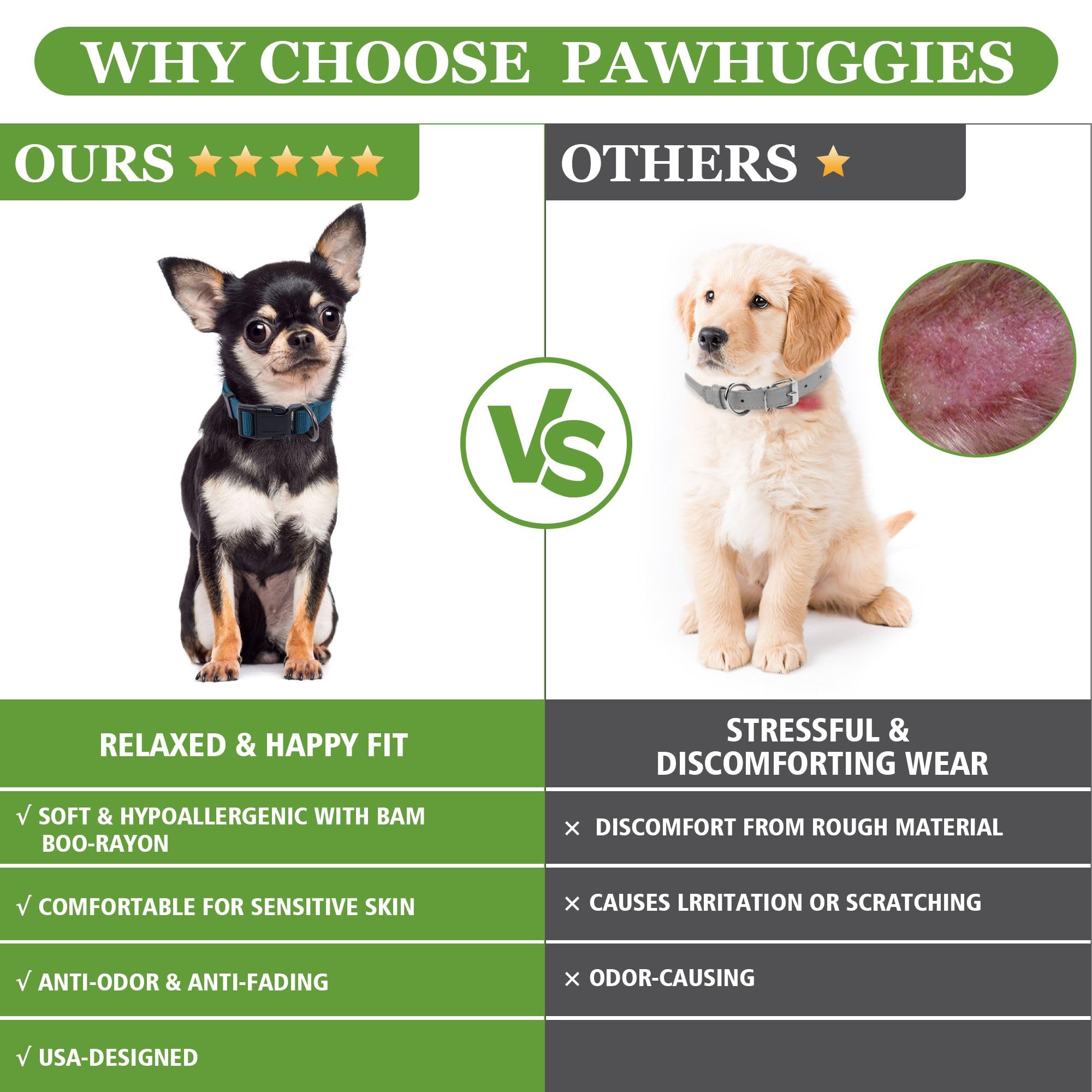 Pawhuggies Blue Dog Collar For Small Dogs, Breathable, Anti-Odor & Soft, Comfortable For Sensitive Skin Puppies, 90% Bamboo Rayo