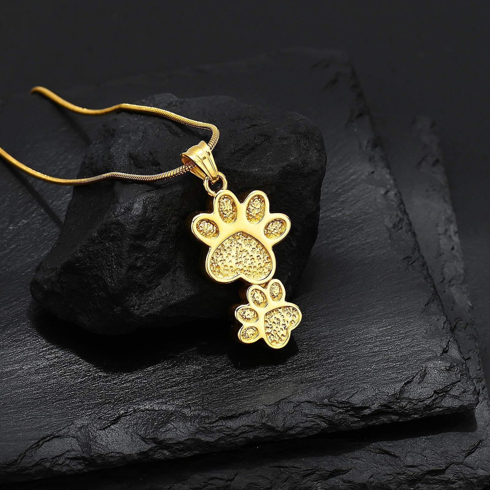 Pet Cremation Jewelry Double Dog Paw Urn Necklace For Ashes Stainless Steel Funeral Keepsake Urn Pendant Ashes Holder Memorial J