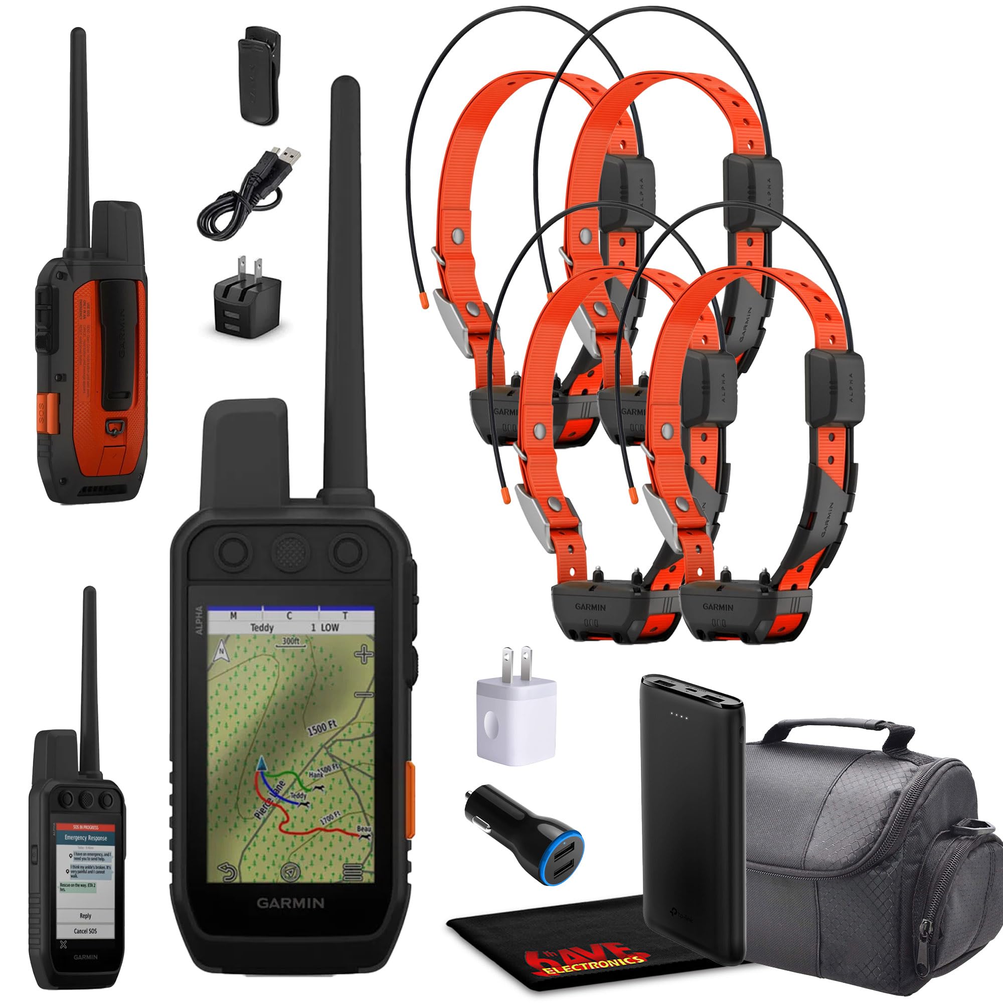 Garmin Alpha 300i Handheld Advanced Dogs Tracking & Training System with inReach Technology Bundle with 4X Garmin Dog Collars Al
