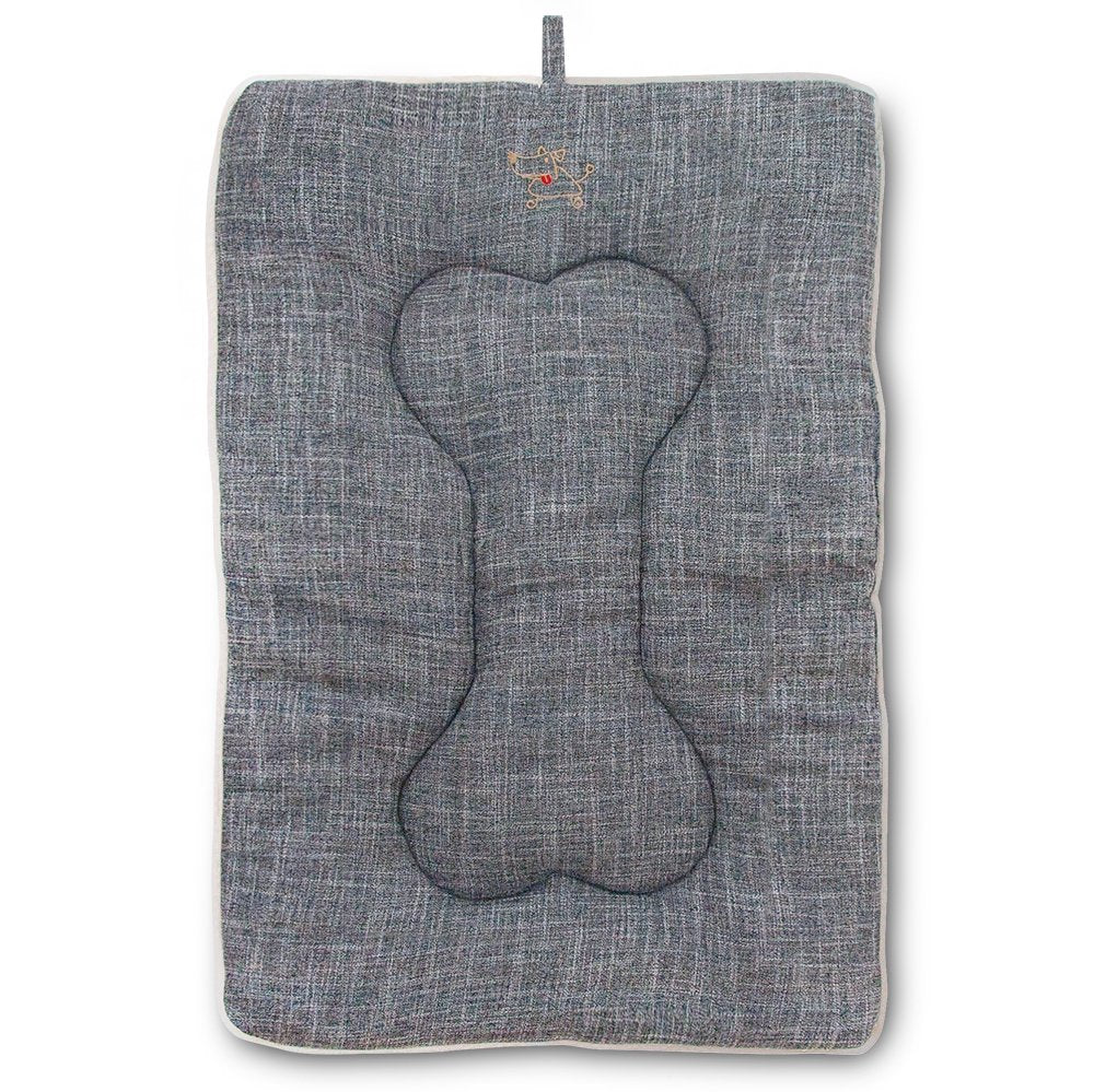 Best Pet Supplies Machine Washable Dog Crate Mat - Double-Sided Kennel Pad - Gray Linen, L (36 X 23)