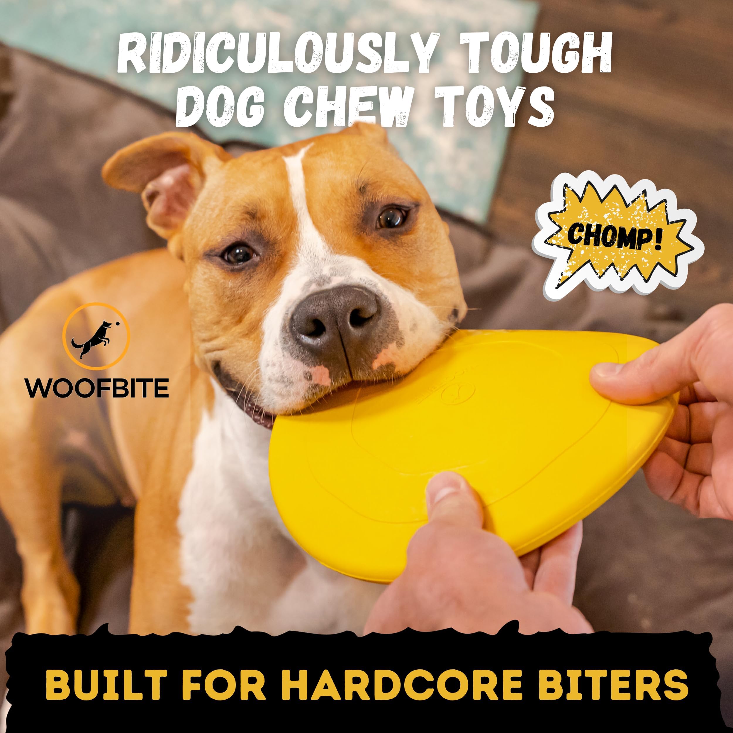 Woofbite ''Indestructible Dog Disc - Lifetime Replacement - Medium & Large Breed - Ultra Durable For Aggressive Chewers - Tough