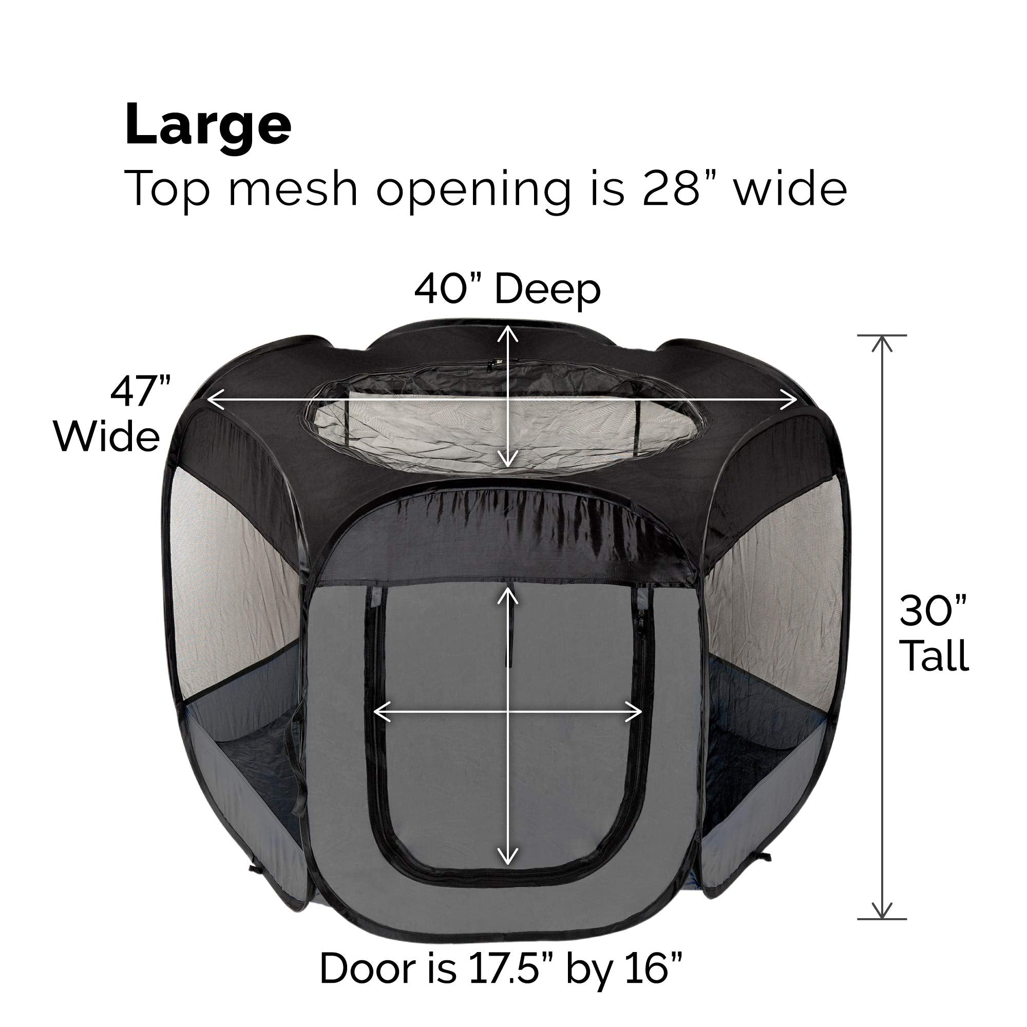 Furhaven Portable Dog Playpen Cat Tent, Pet Playground/Kennel Foldable Indoor Outdoor Zippered Puppy Crate - Gray, Large
