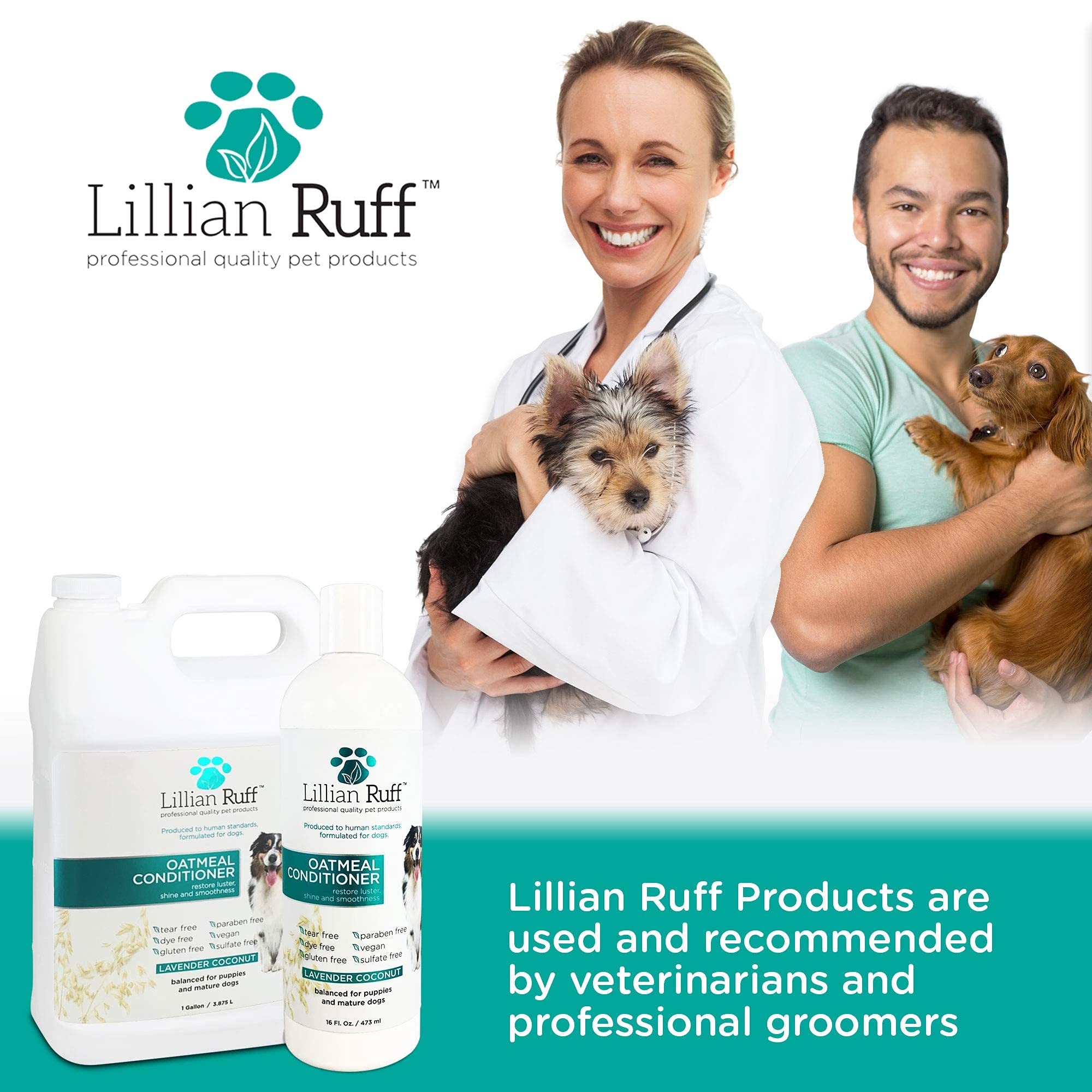 Lillian Ruff Calming Oatmeal Pet Conditioner For Dry Skin & Itch Relief With Aloe & Hydrating Essential Oils - Replenish Moistur