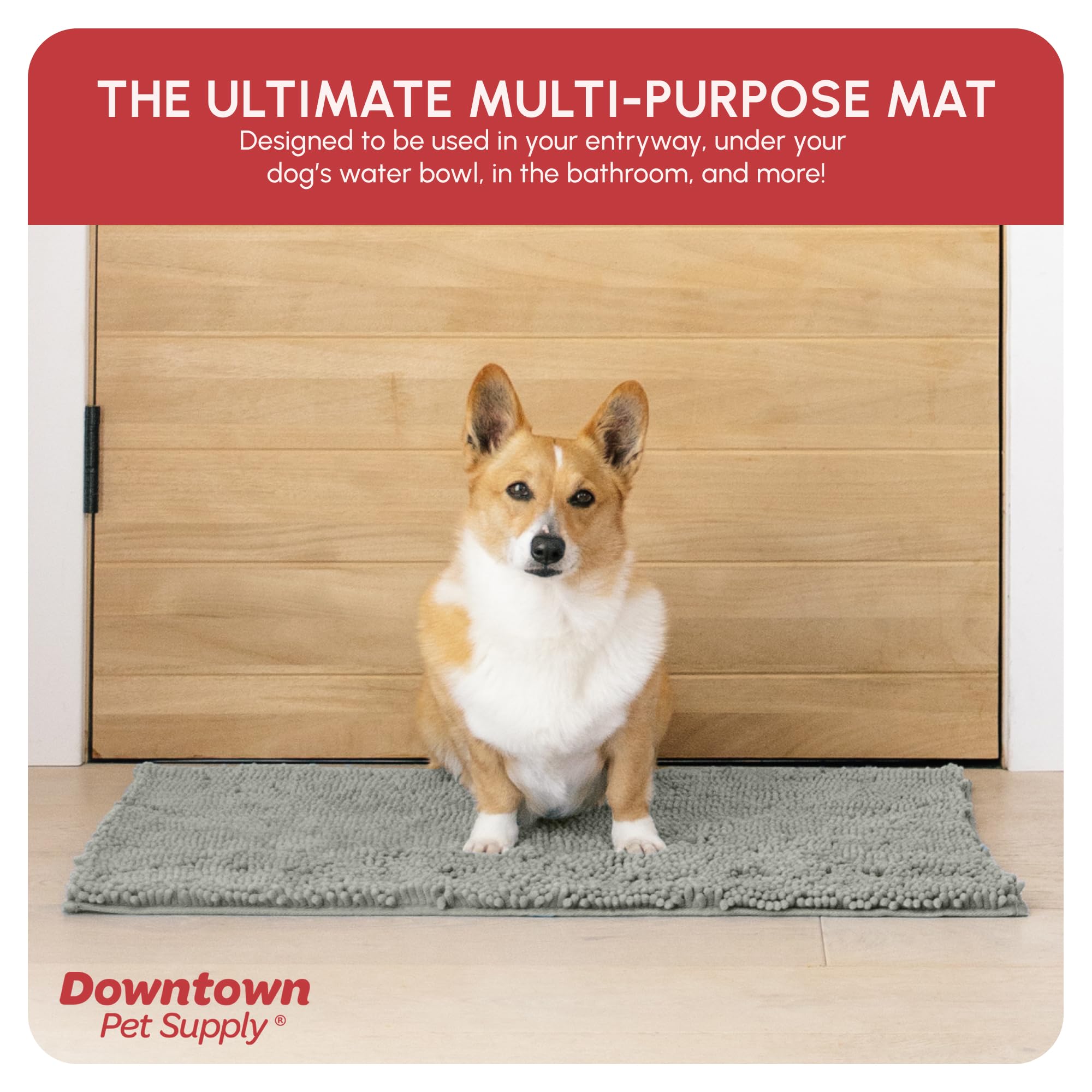 My Doggy Place Microfiber Dog Mat for Muddy Paws, 31 x 20 Light Gray - Absorbent and Quick-Drying Dog Paw Cleaning Mat, Washer a