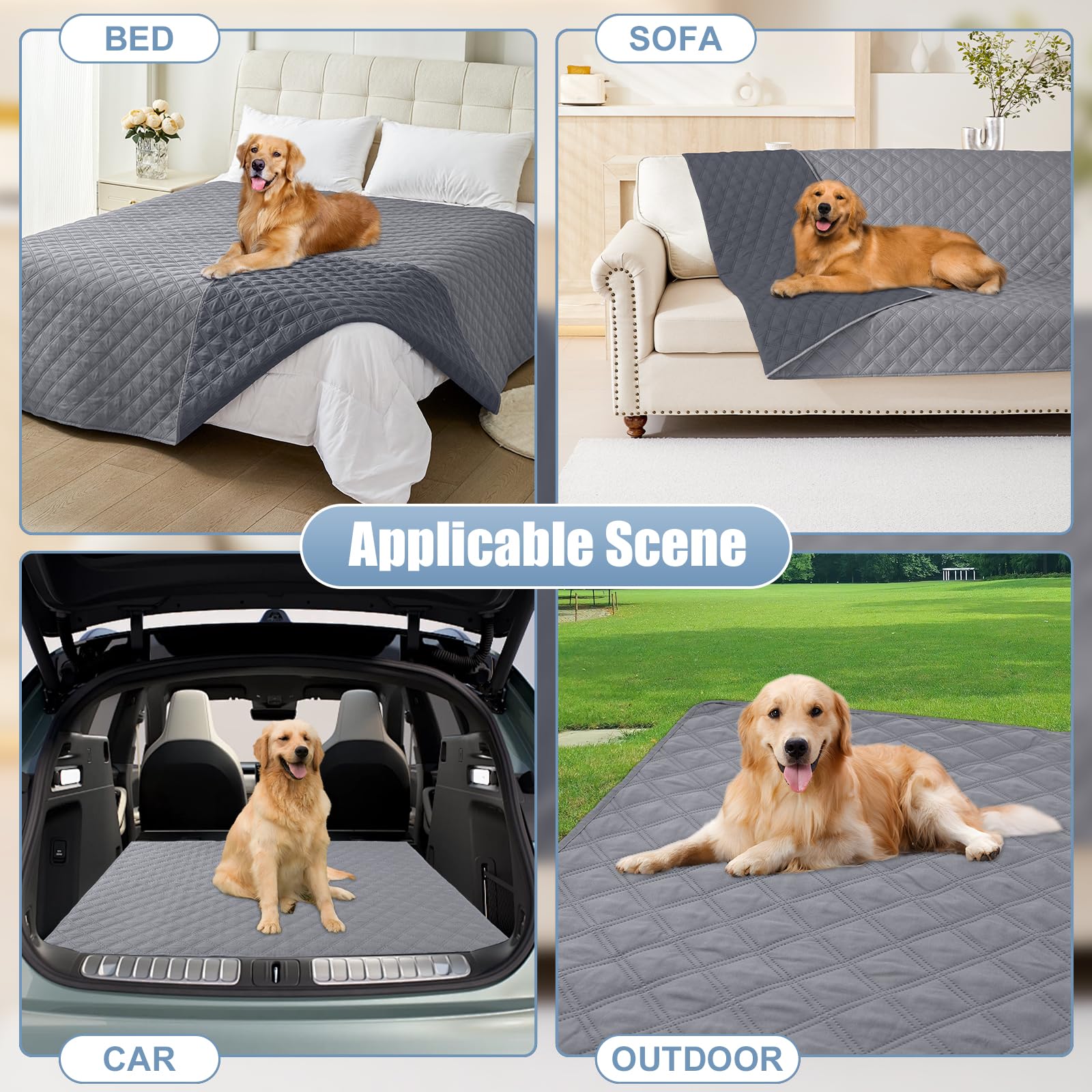 Smiry Waterproof Dog Blanket, Reversible Dog Bed Cover Pet Blanket, Soft Pet Couch Covers For Sofa Washable, Bed Couch Sofa Furniture Protector For Puppy Cat Kids (30'X53', Grey/Dark Grey)