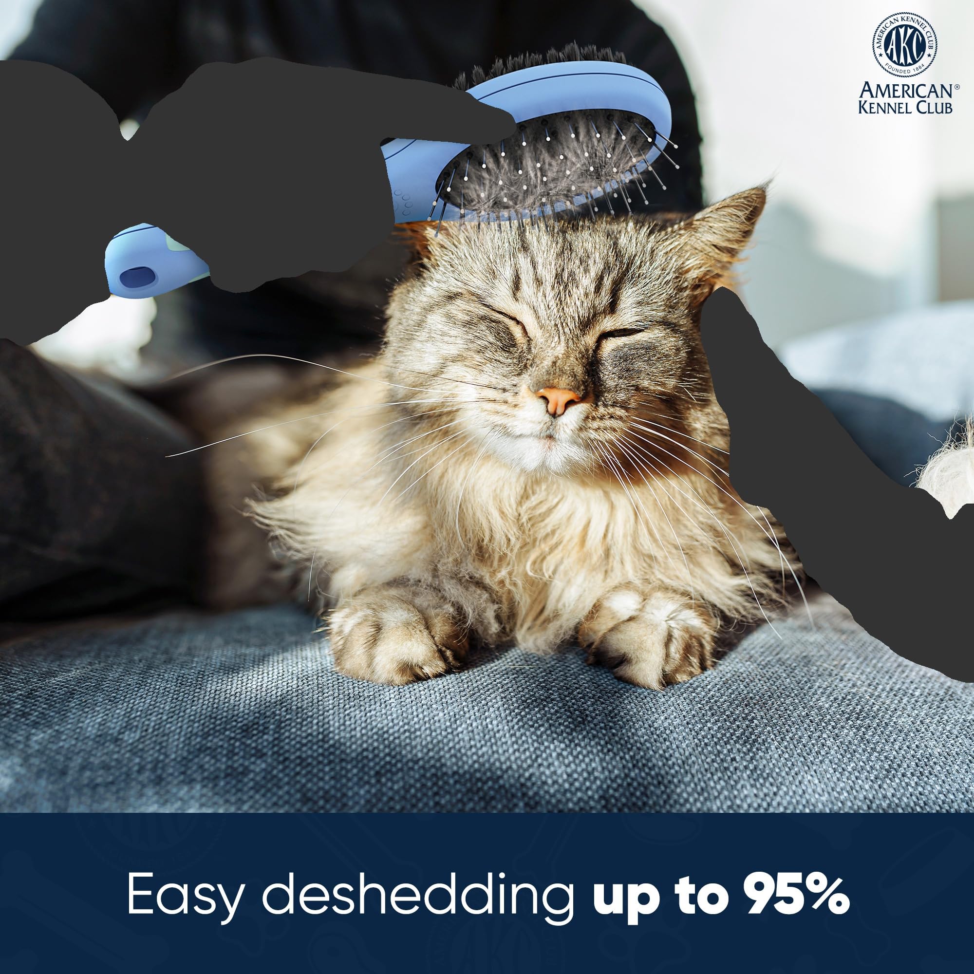 American Kennel Club Akc Pet Grooming Brush For Dogs And Cats - 2-In-1 Deshedding And Detangling Brush With Dense Nylon Bristles