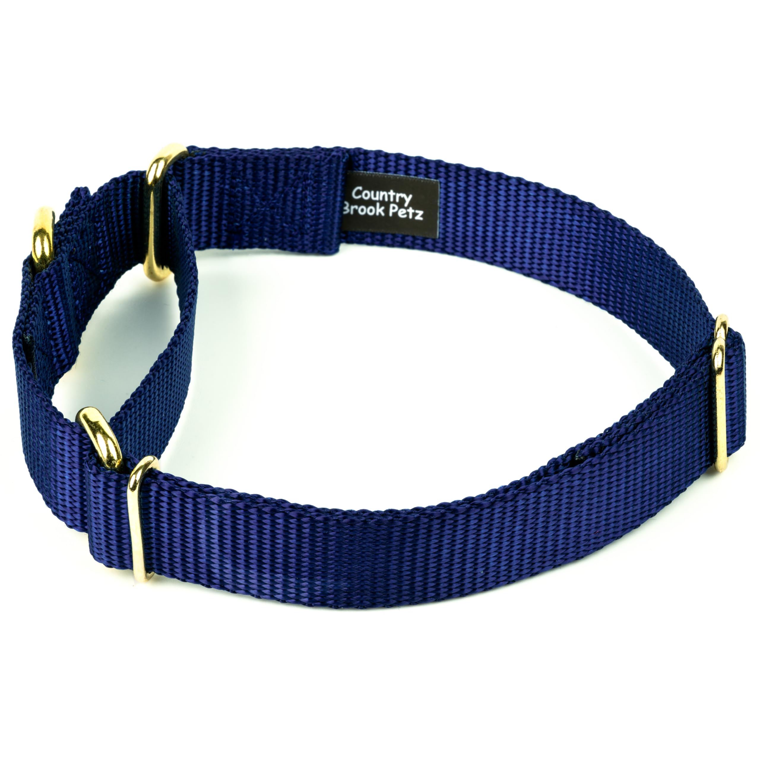 Country Brook Petz Martingale Dog Collar - Heavy-Duty Training Collar With No Buckle - Service Dog Collar For All Pups - Vibrant, Colorful Collection (Navy Blue, 3/4 Inch, Small)