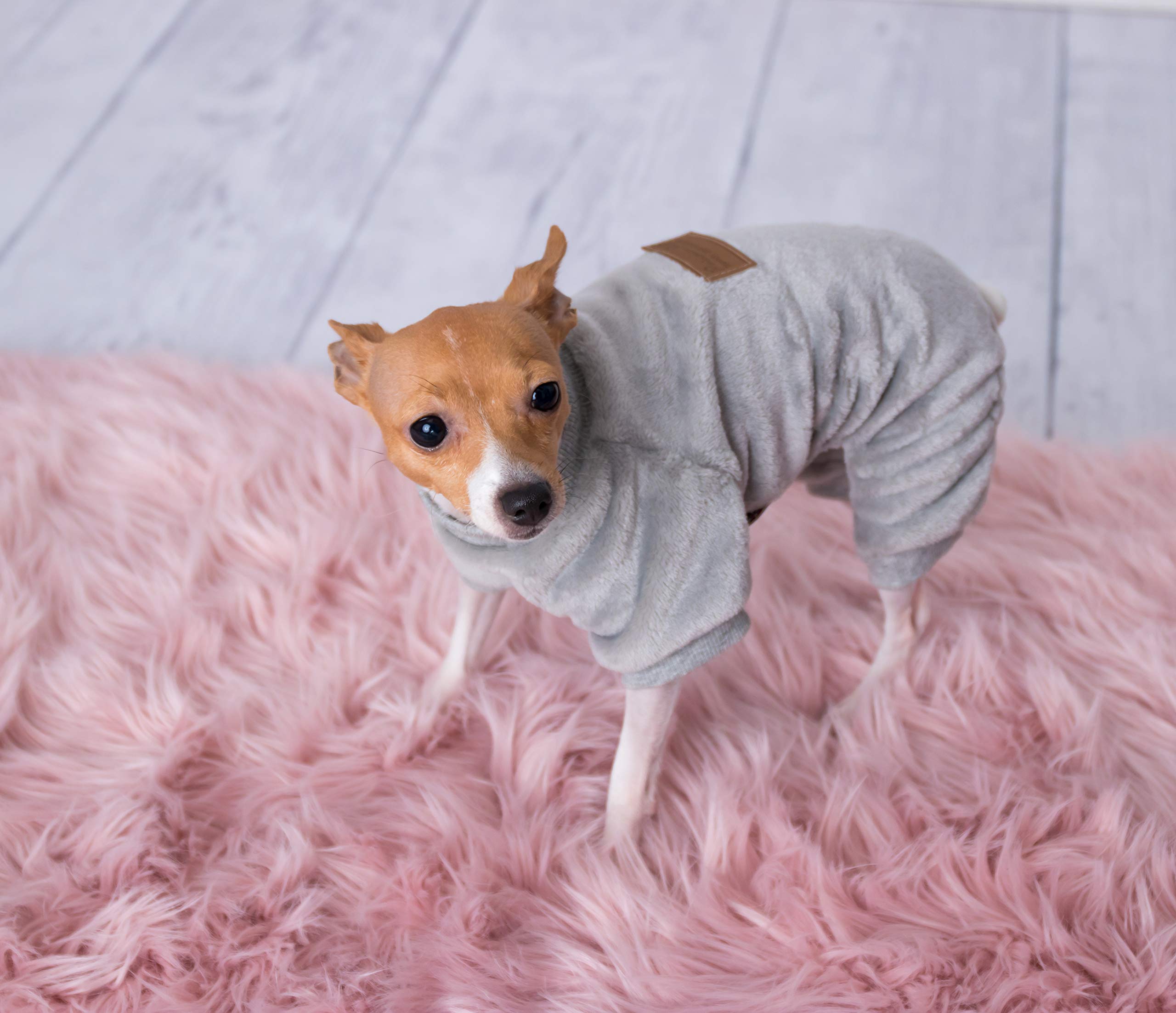 Parisian Pet Dog Pajamas – Grey Dogs Pjs – Stretchable Fleece Dog Pants – Dog Shedding Suit - Machine Washable Dog Jammies - Puppy Body Suit – Dog Pajamas For Large-Sized Dogs - L