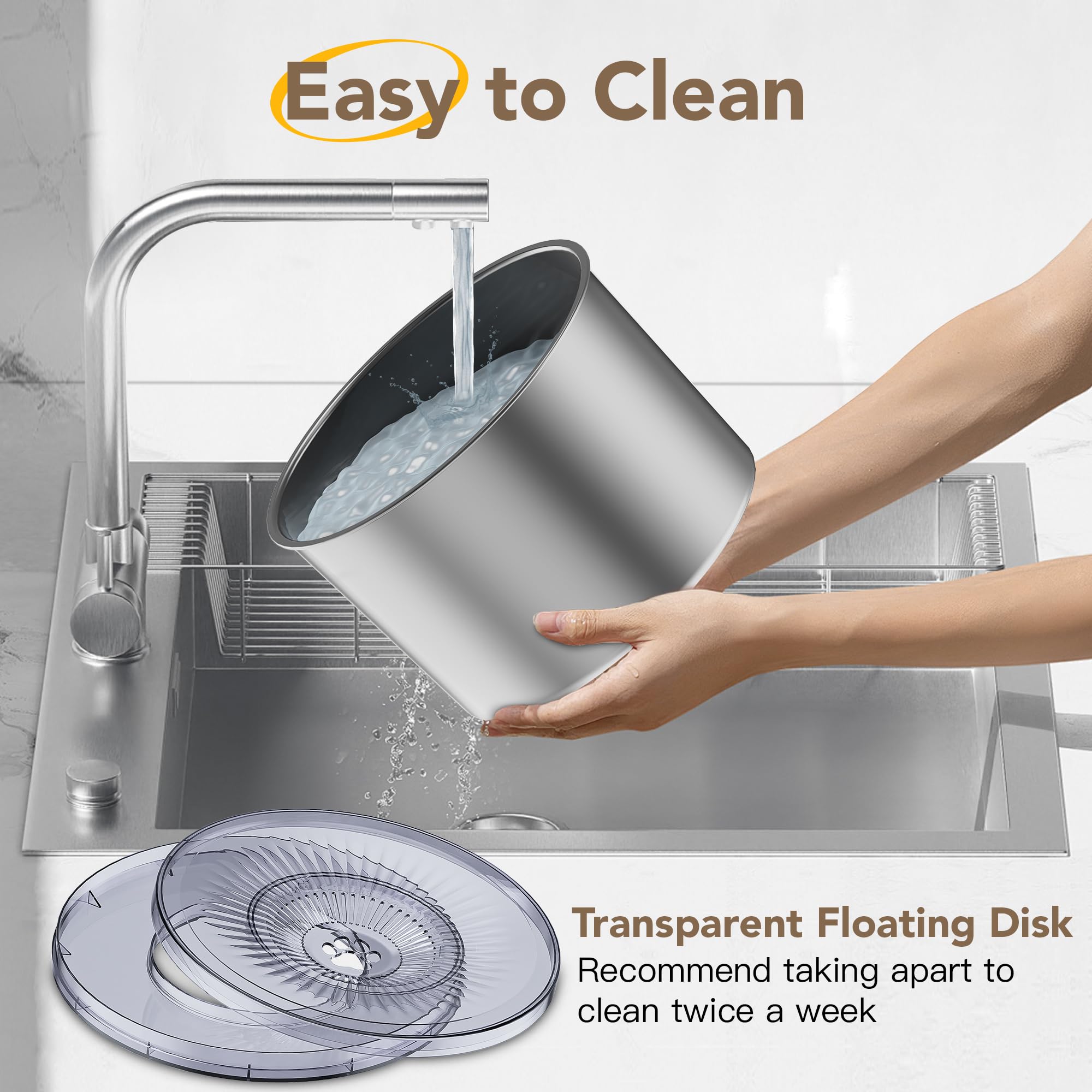 Twinsing 4.5L/1.2Gal Dog Water Bowl, No Spill Stainless Steel Slow Water Bowl For Medium Large Dogs, Large Capacity Splash Proof