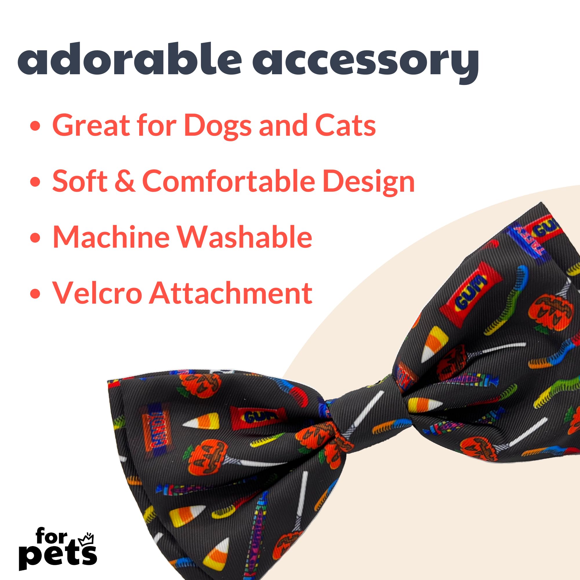 Huxley & Kent Bow Tie For Pets | Creepy Candy (Extra-Large) | Halloween Hook & Loop Bow Tie Collar Attachment | Fun Bow Ties For Dogs & Cats | Cute, Comfortable, And Durable | H&K Bow Tie
