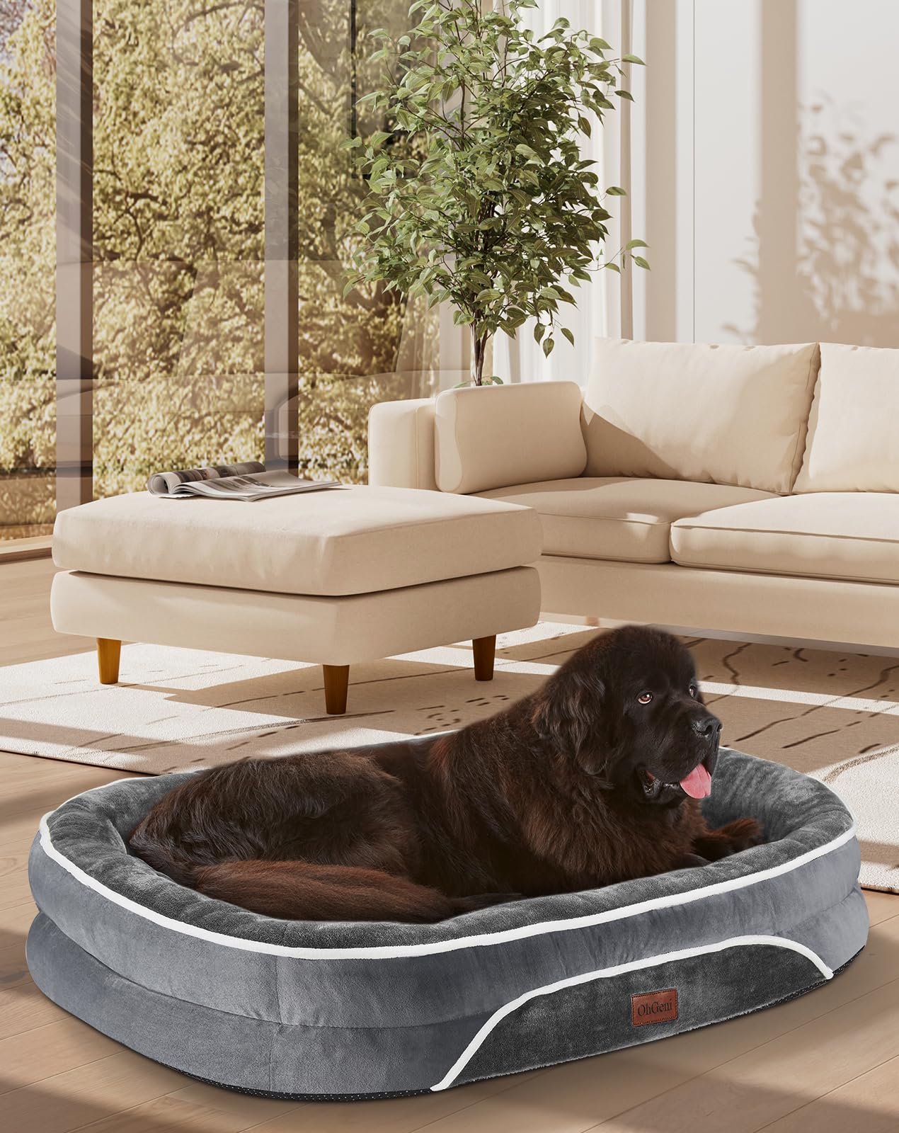 Ohgeni Orthopedic Big Dog Couch Xx-Large Sized Pet Beds For Fathers Gifts With Comfort Foam Support, Soft Indestructible Fabric,