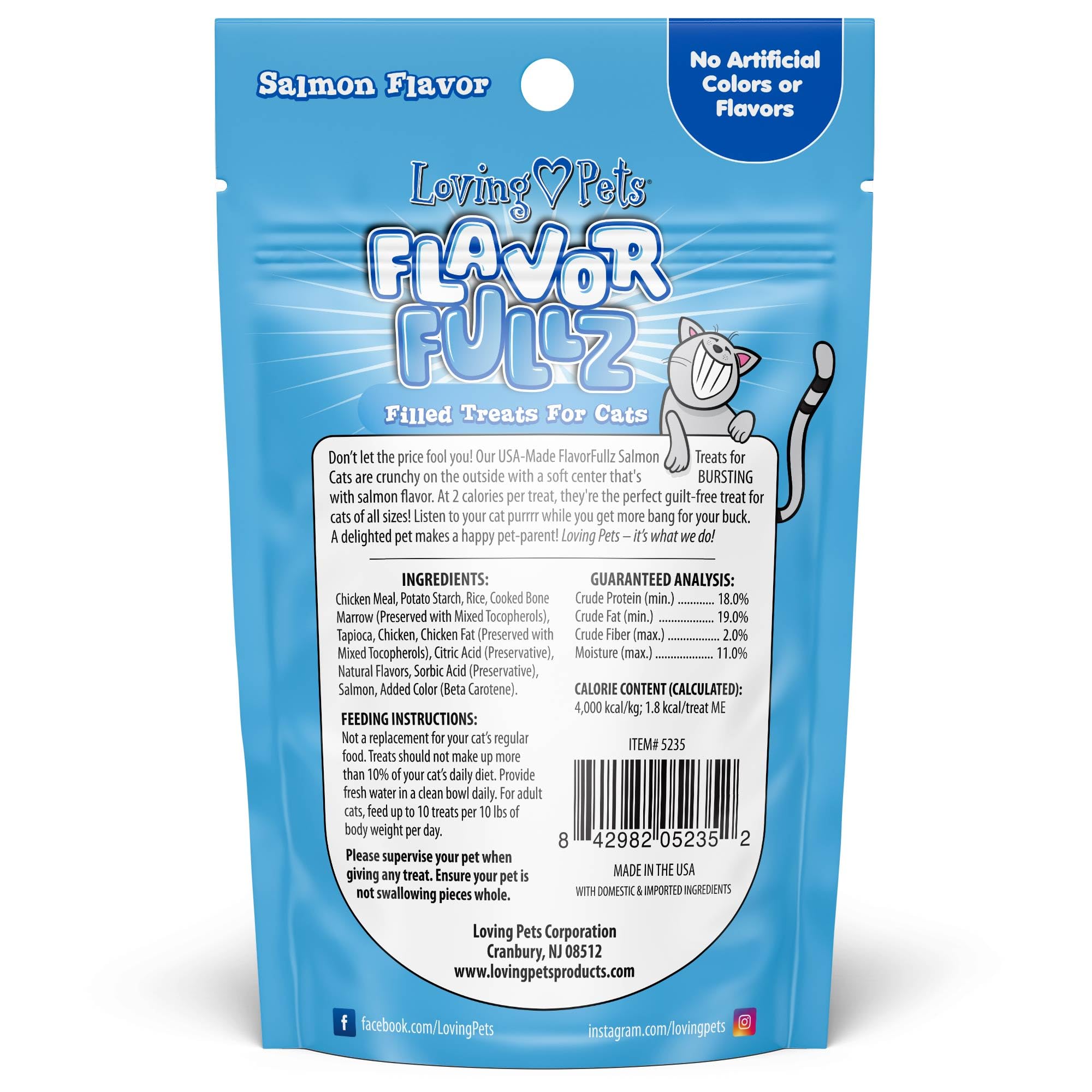 Loving Pets Flavorfullz Filled Treats for Cats, Salmon 3 oz.