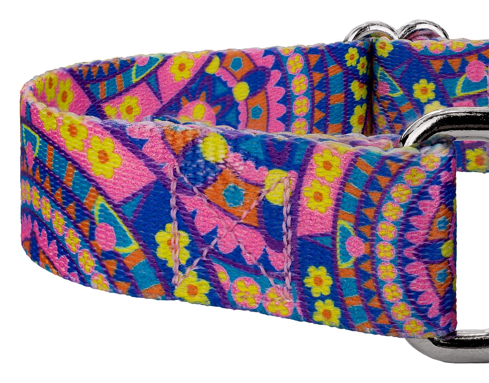 Country Brook Petz - Blue Boho Mandala Martingale Dog Collar - Groovy Collection Featuring Far Out Designs (1 Inch, Medium)