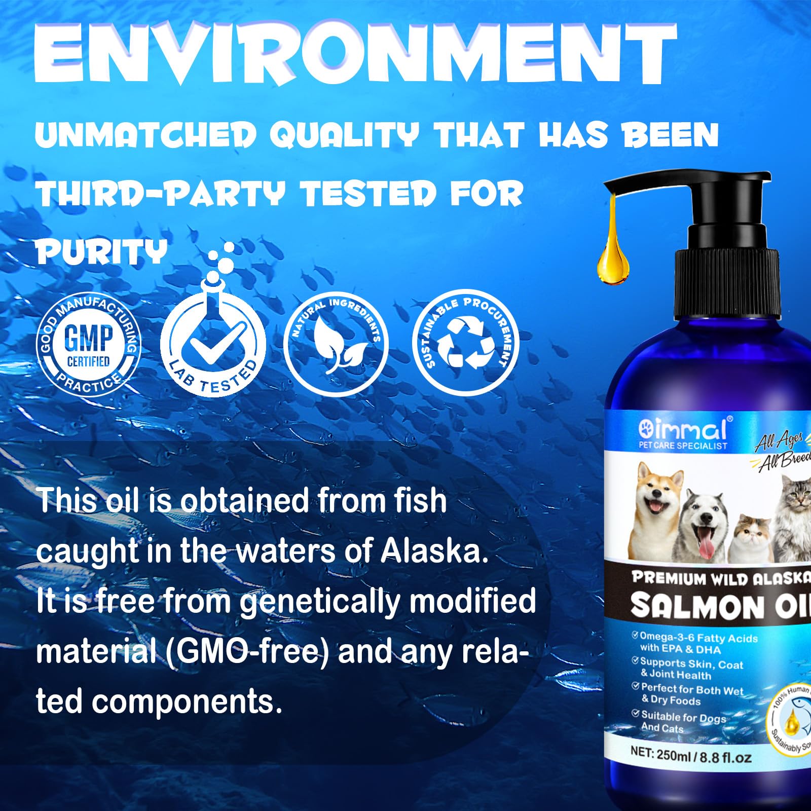 Omega-3 Fish Oil for Dogs, Omega 3 Fish Oil with EPA & DHA Supports Dogs Seasonal Allergies Relief, Boosts Immune Function, Itch