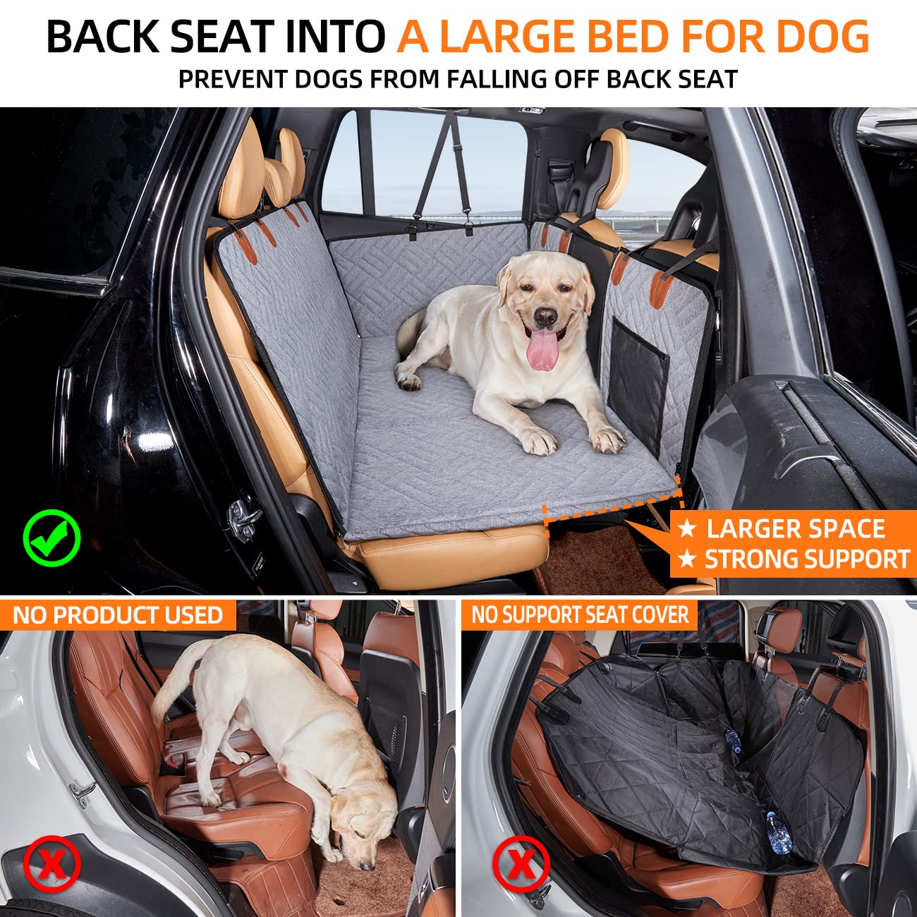Yjgf Dog Back Seat Extender For Truck,Truck Seat Cover Back Seat,Dog Hammock For Truck,Pet Seat Covers For Dogs,Hard Bottom Seat