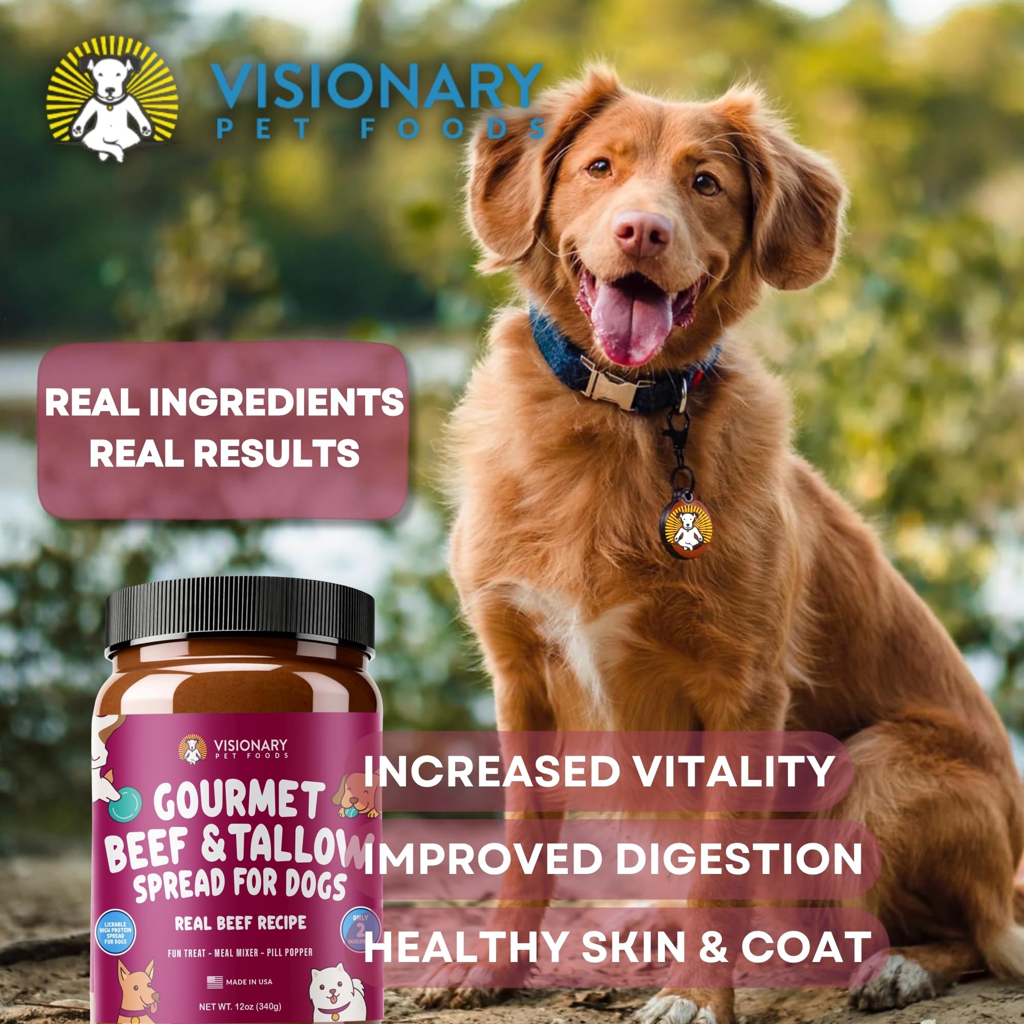 Visionary Pet Foods Beef Meat Spread - Healthy Dog Treat - Alternative to Dog Peanut Butter, Xylitol Free, No Sugar and Filler F